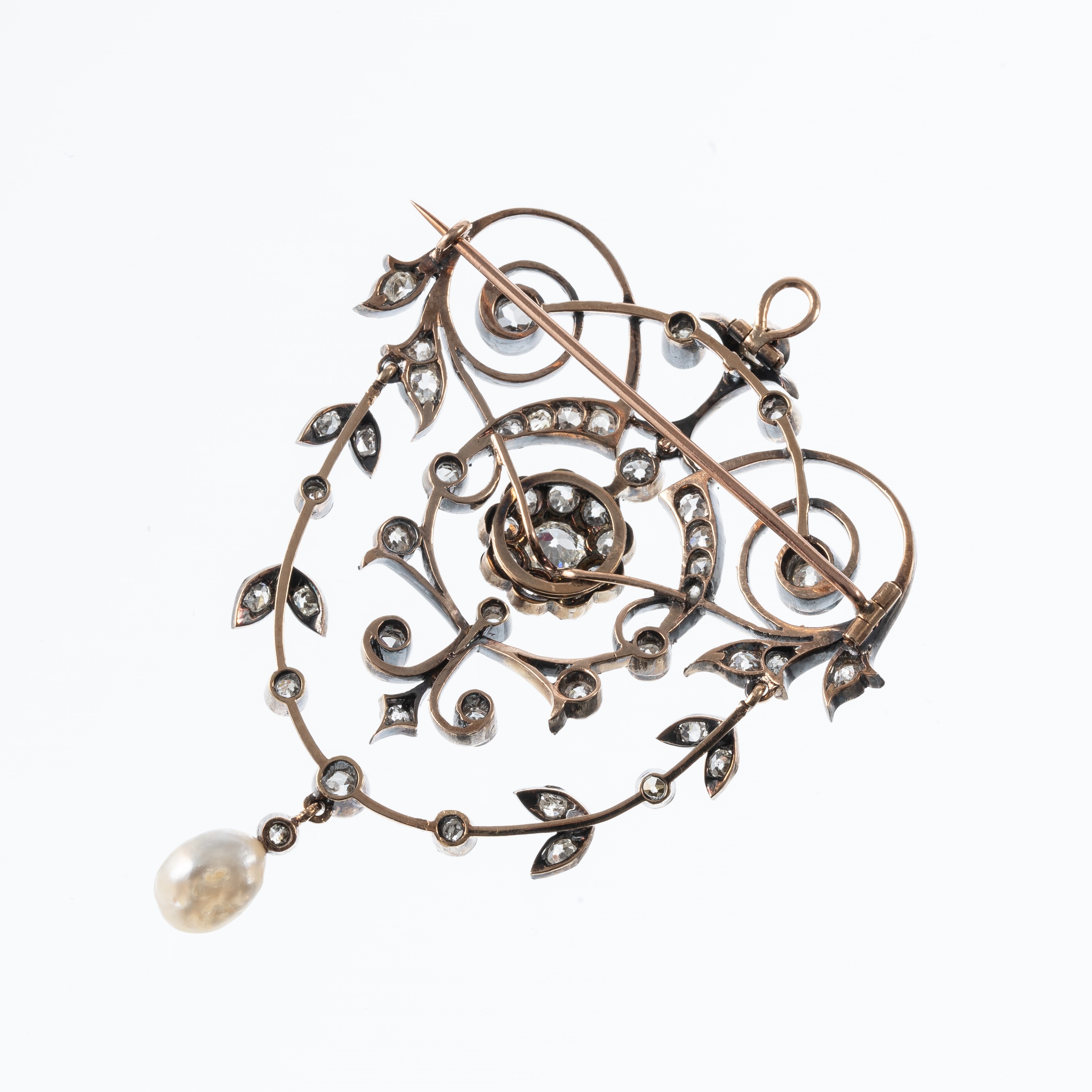 CIONDOLO/SPILLA IN ORO GIALLO 18 KT E ARGENTO CON DIAMANTI