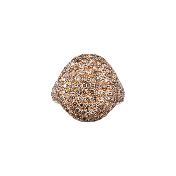 ANELLO IN ORO ROSA 18 KT CON BRILLANTI BROWN