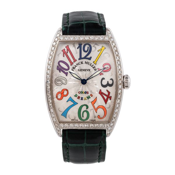 FRANCK MULLER - FRANK MULLER -  COLOR DREAMS OROLOGIO SOLO TEMPO AL QUARZO IN ACCIAIO CON GHIERA DIAMANTATA E INDICI MULTICOLOR.
