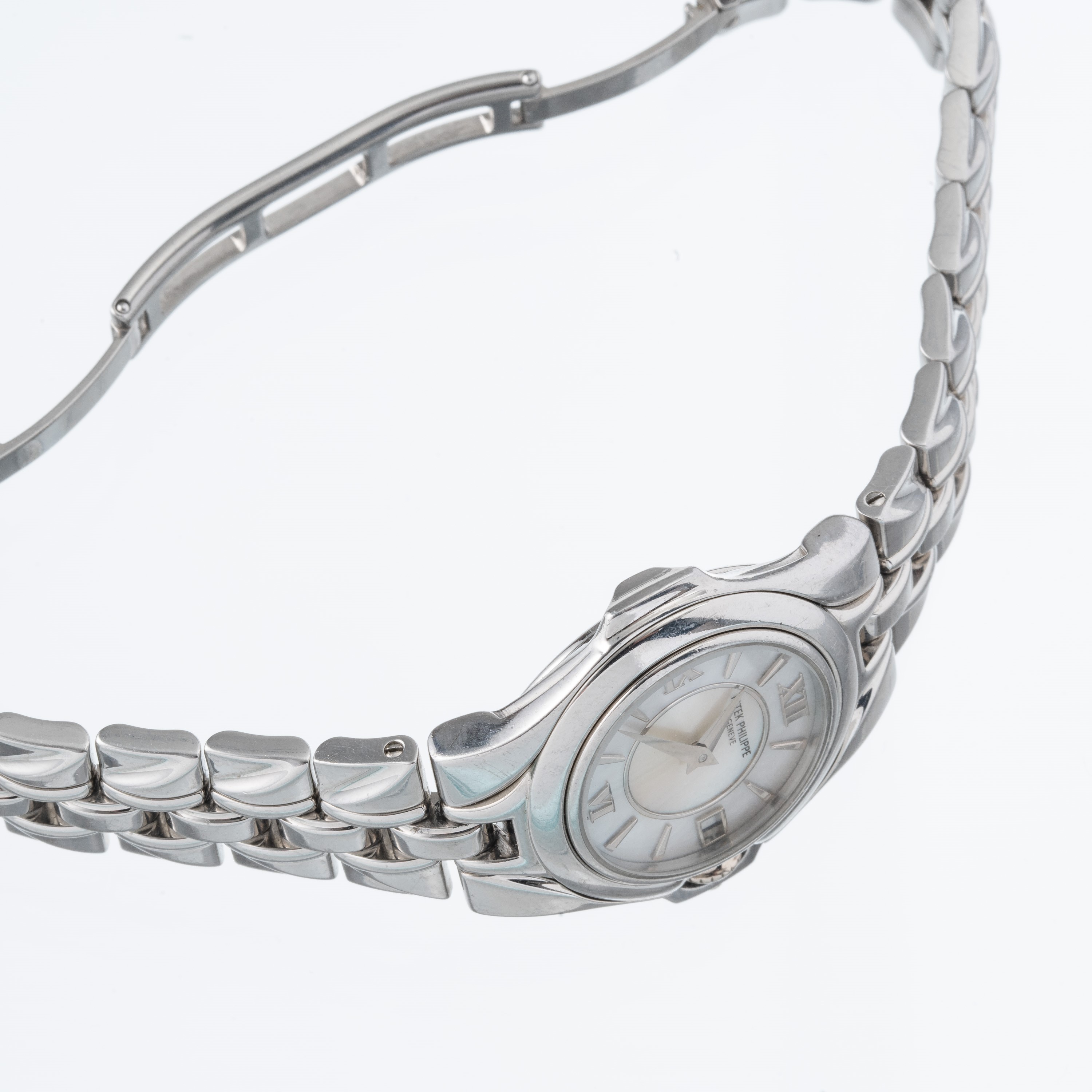 PATEK PHILIPPE - SCULPTUREOROLOGIO SOLO TEMPO AL QUARZO DA DONNA IN ACCIAIO CON QUADRANTE IN MADR...