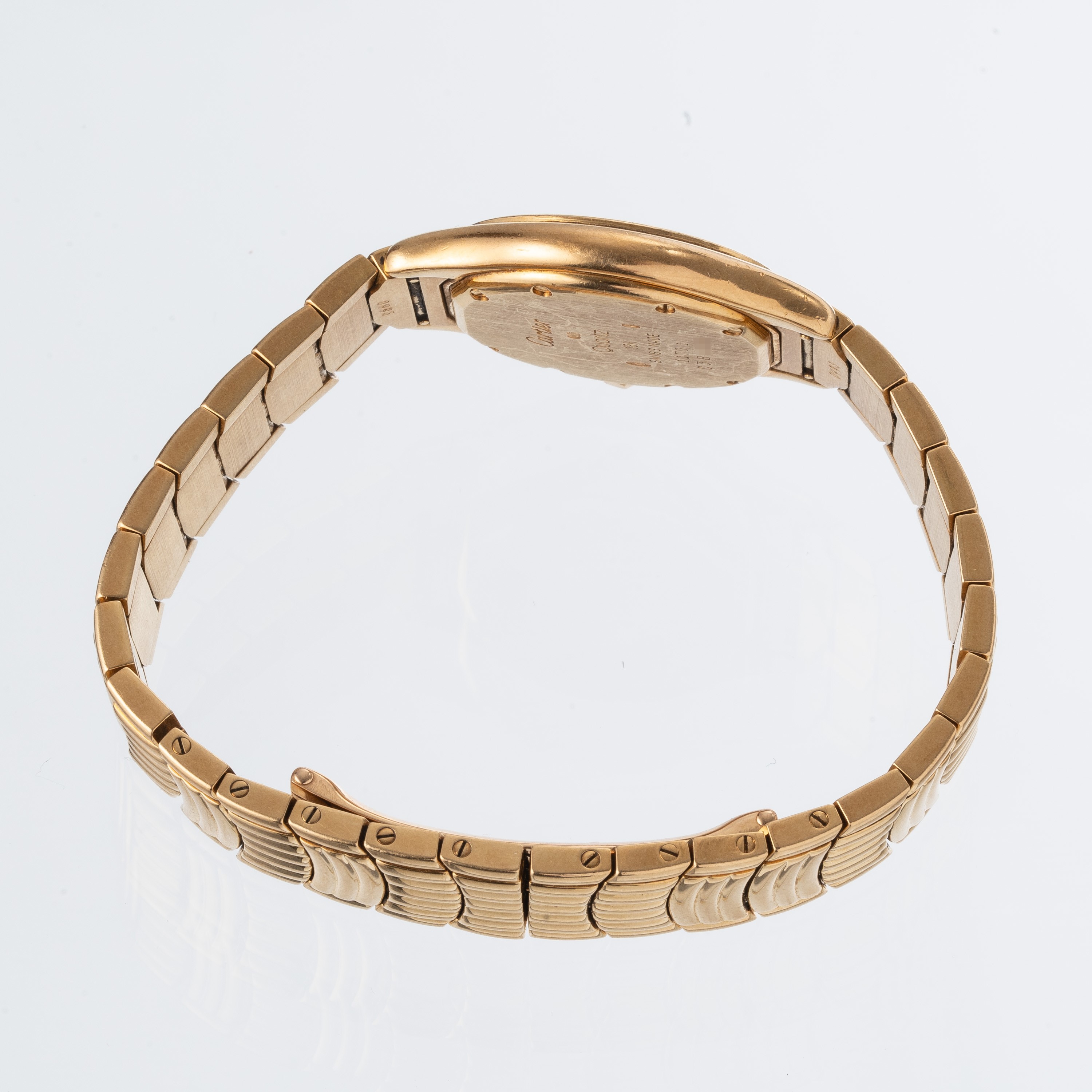 CARTIER - COUGAROROLOGIO SOLO TEMPO AL QUARZO DA DONNA IN ORO GIALLO 18KT CON QUADRANTE BLU.