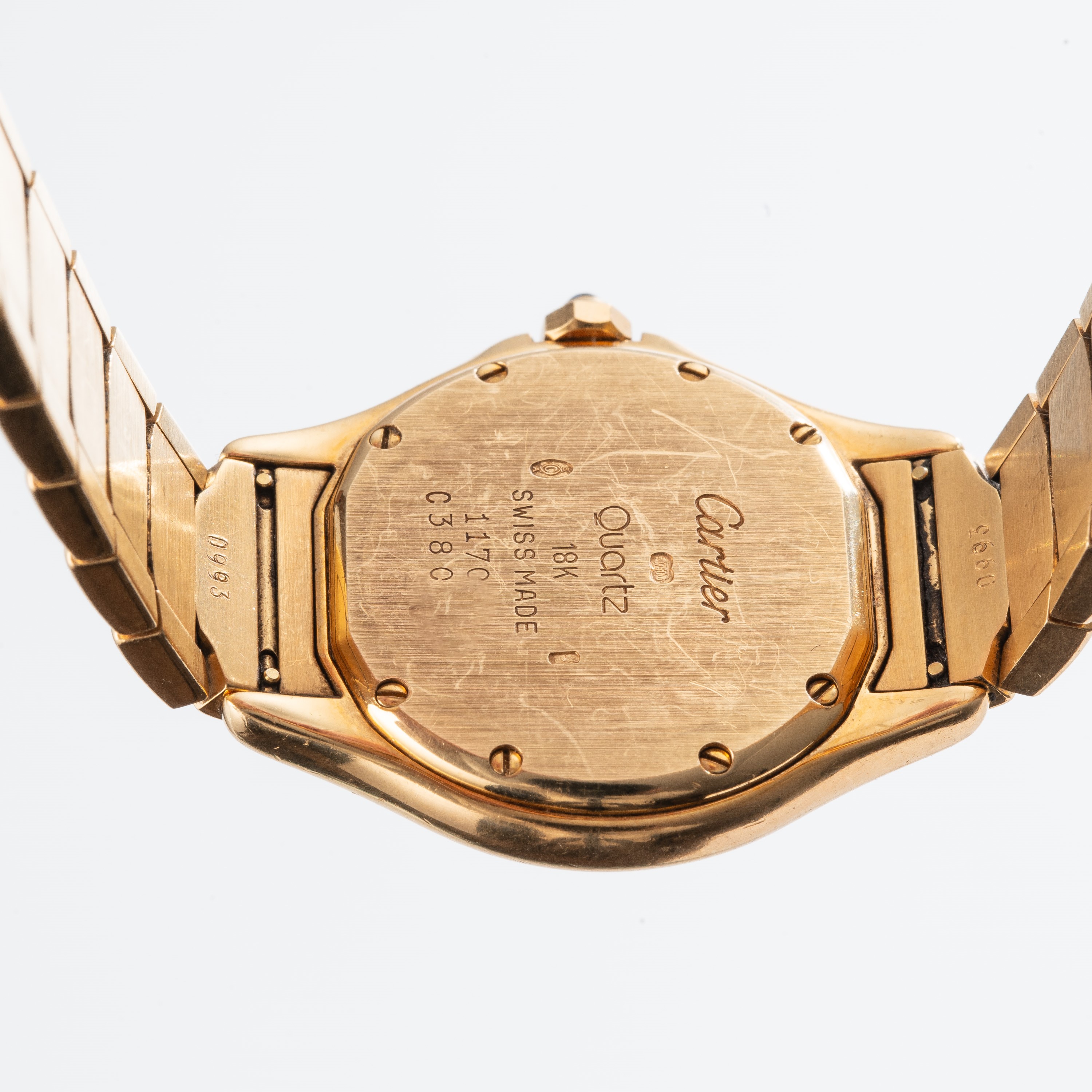 CARTIER - COUGAROROLOGIO SOLO TEMPO AL QUARZO DA DONNA IN ORO GIALLO 18KT CON QUADRANTE BLU.