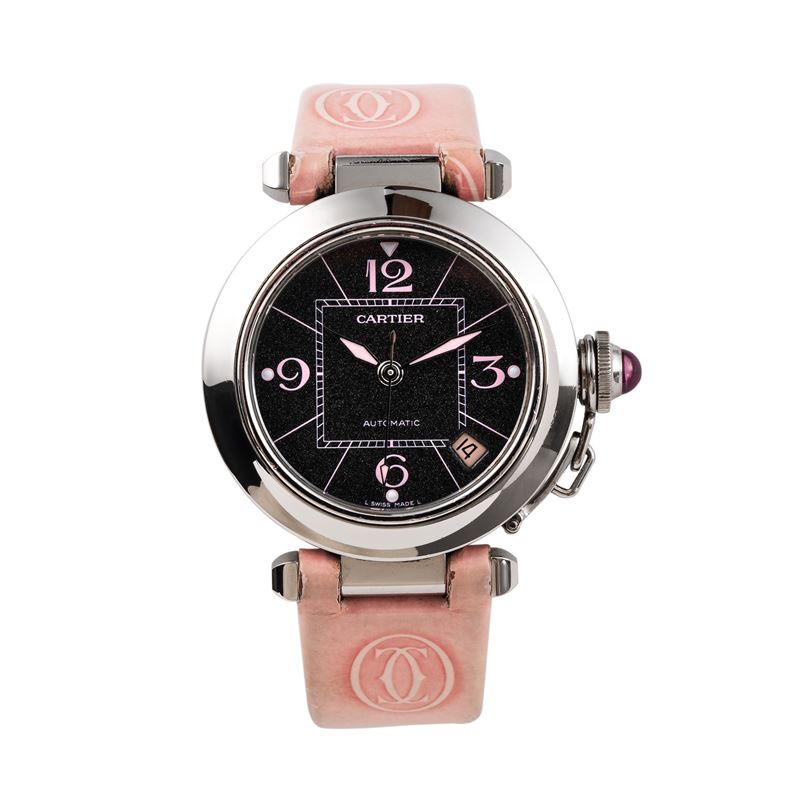 CARTIER - PASHA OROLOGIO SOLO TEMPO AUTOMATICO IN ACCIAIO CON QUADRANTE GRIGIO, INDICI E SFERE RO...