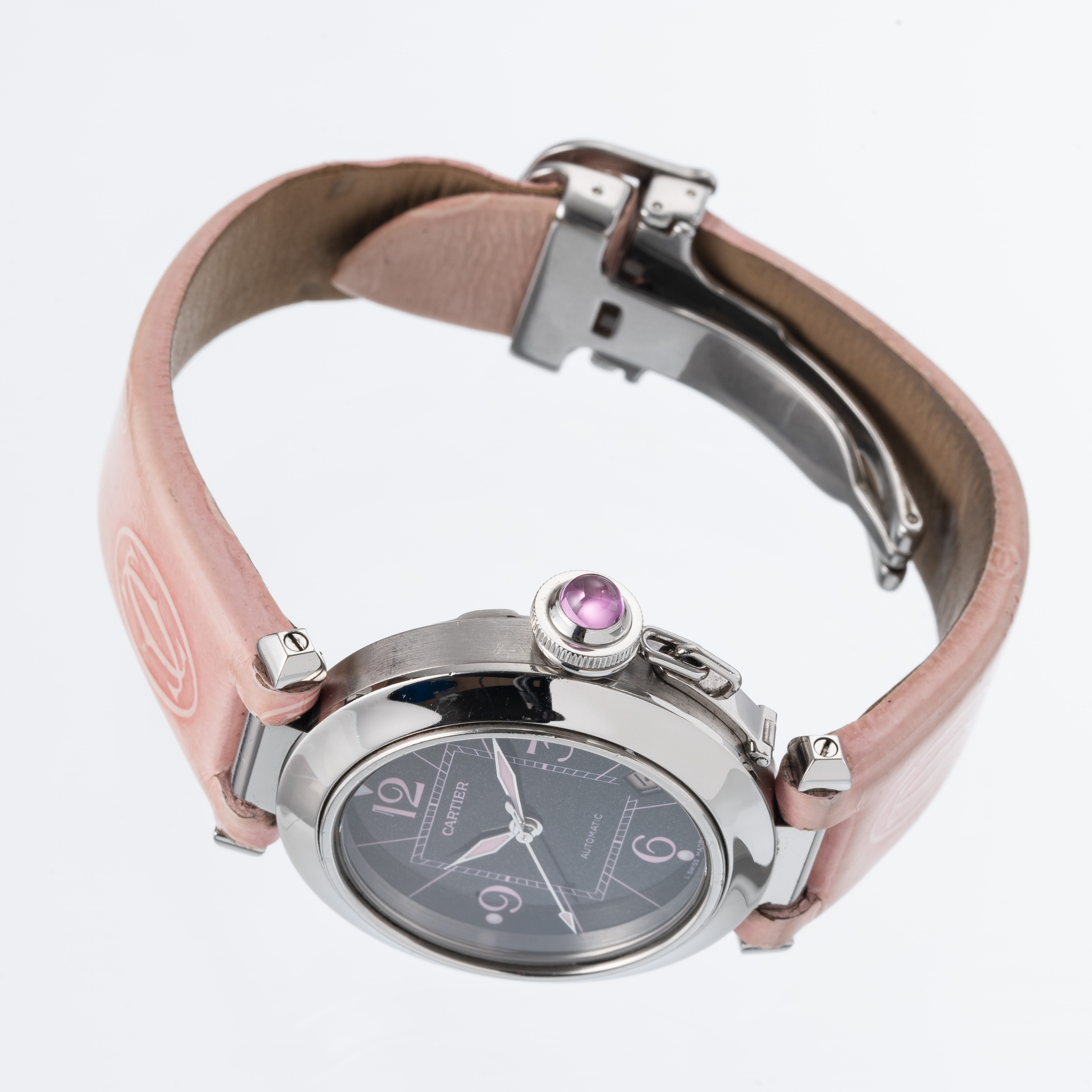 CARTIER - PASHA OROLOGIO SOLO TEMPO AUTOMATICO IN ACCIAIO CON QUADRANTE GRIGIO, INDICI E SFERE RO...