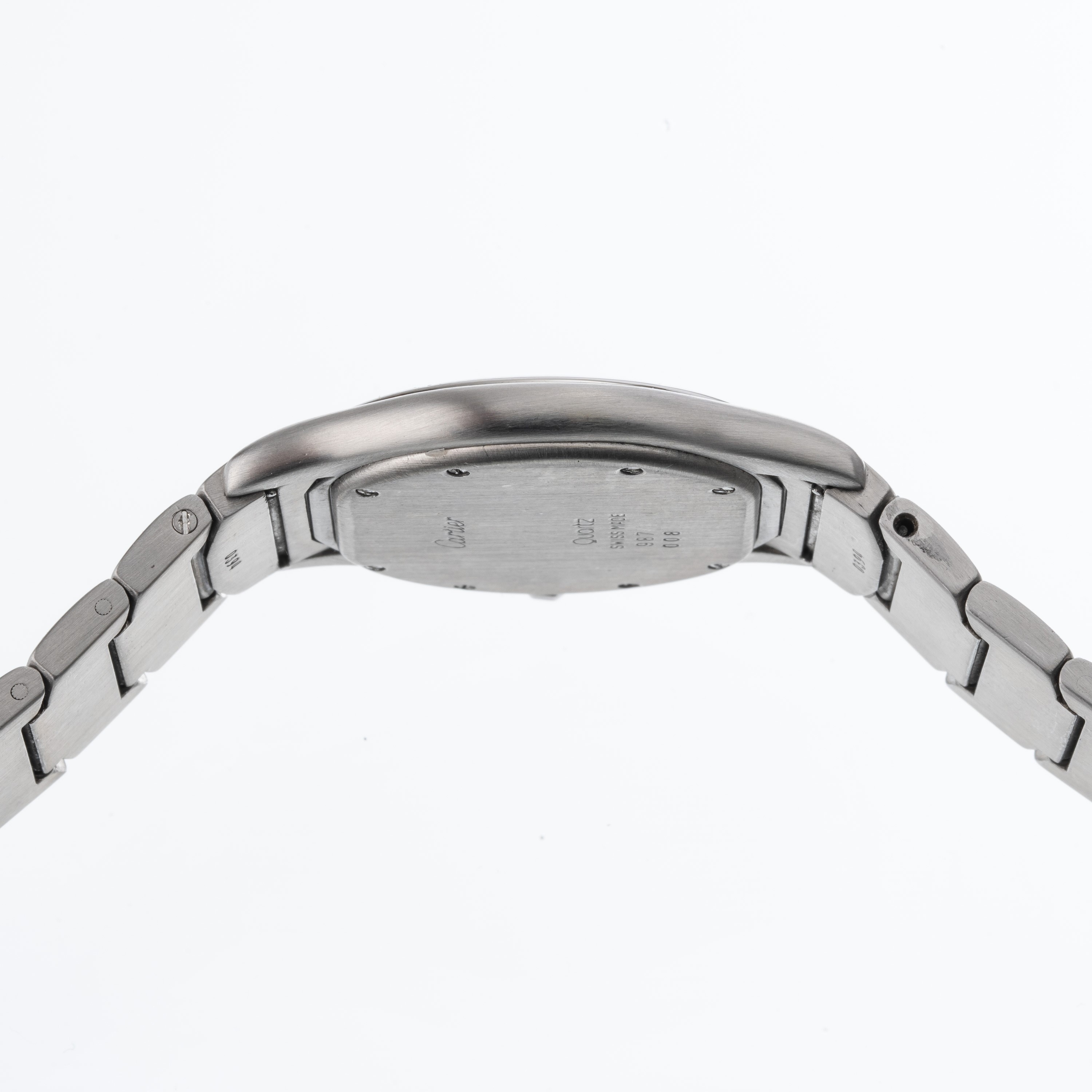 CARTIER - COUGAROROLOGIO SOLO TEMPO AL QUARZO IN ACCIAIO CON DATARIO AD ORE TRE E QUADRANTE TROPI...