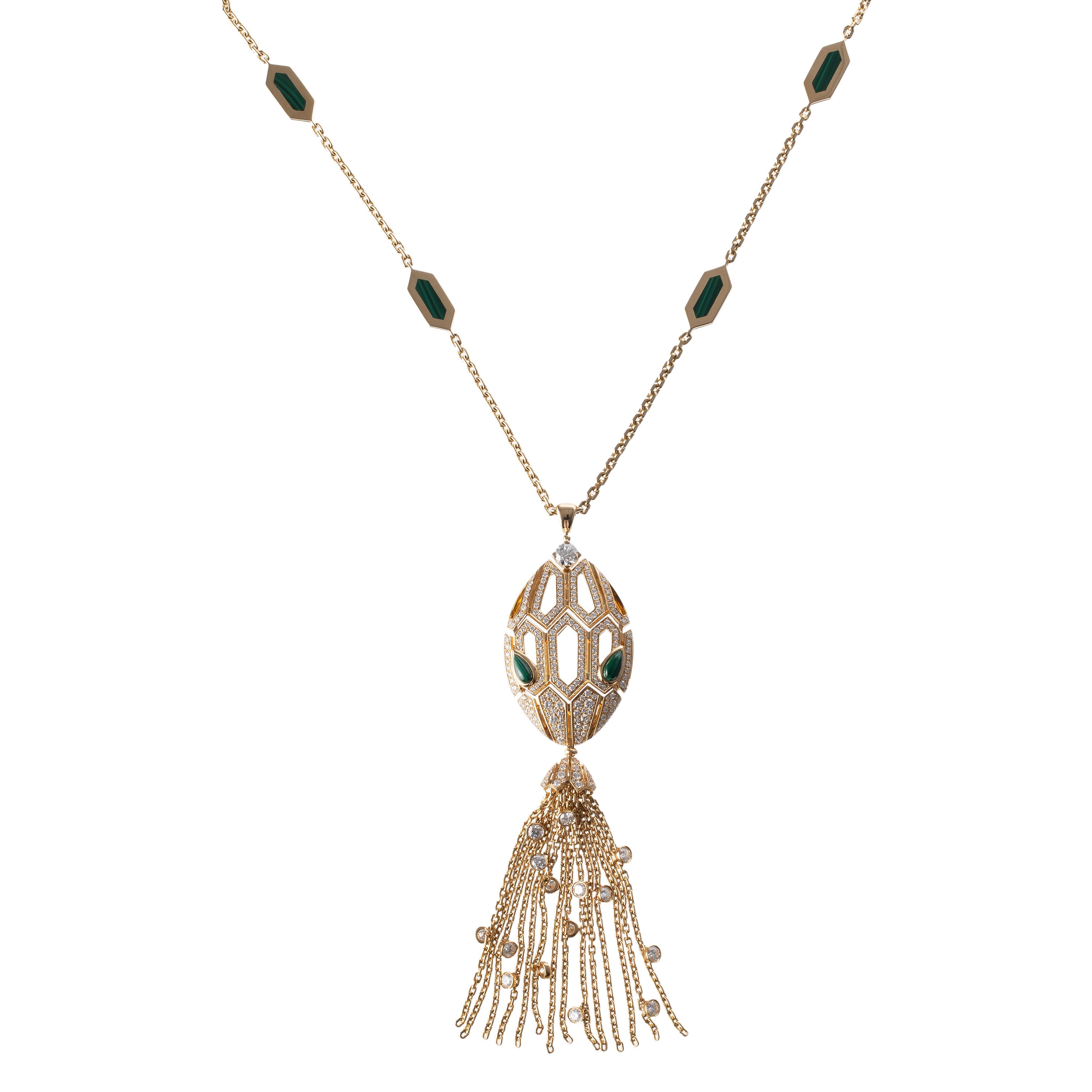 BULGARI - SERPENTI SEDUTTORICOLLANA SERPENTI SEDUTTORI IN ORO GIALLO 18KT,DIAMANTI E MALACHITE