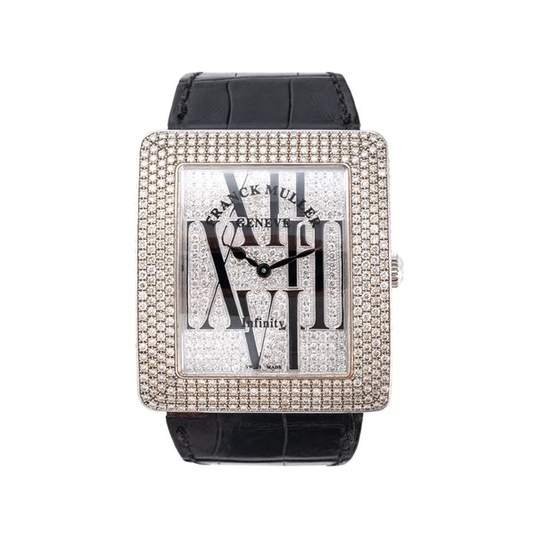 FRANCK MULLER - FRANCK MULLER - INFINITY PAVE' OROLOGIO SOLOTEMPO AL QUARZO IN ORO BIANCO 18KT E DIAMANTI