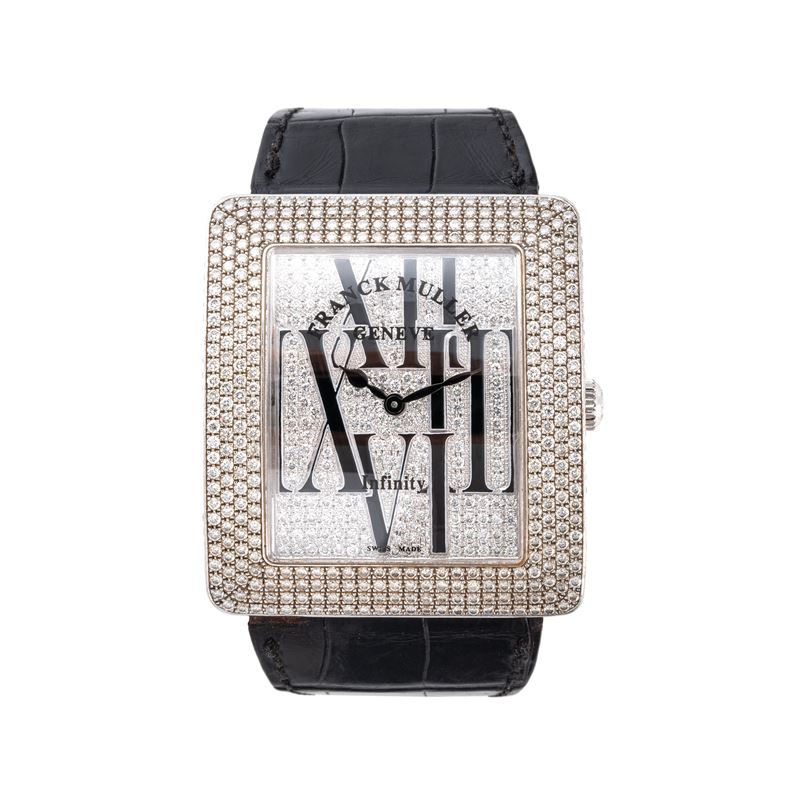 FRANCK MULLER - INFINITY PAVE'OROLOGIO SOLOTEMPO AL QUARZO IN ORO BIANCO 18KT E DIAMANTI