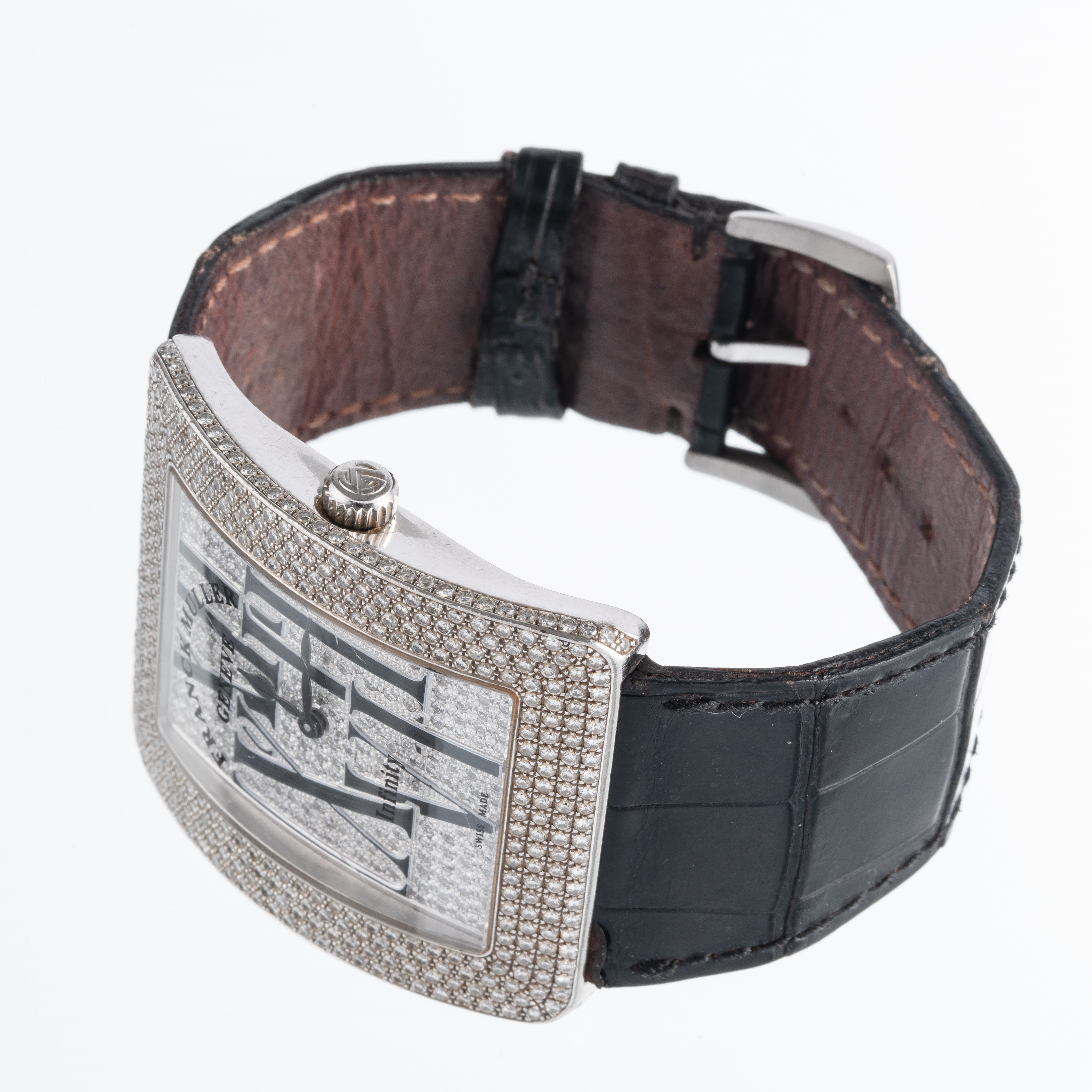 FRANCK MULLER - INFINITY PAVE'OROLOGIO SOLOTEMPO AL QUARZO IN ORO BIANCO 18KT E DIAMANTI