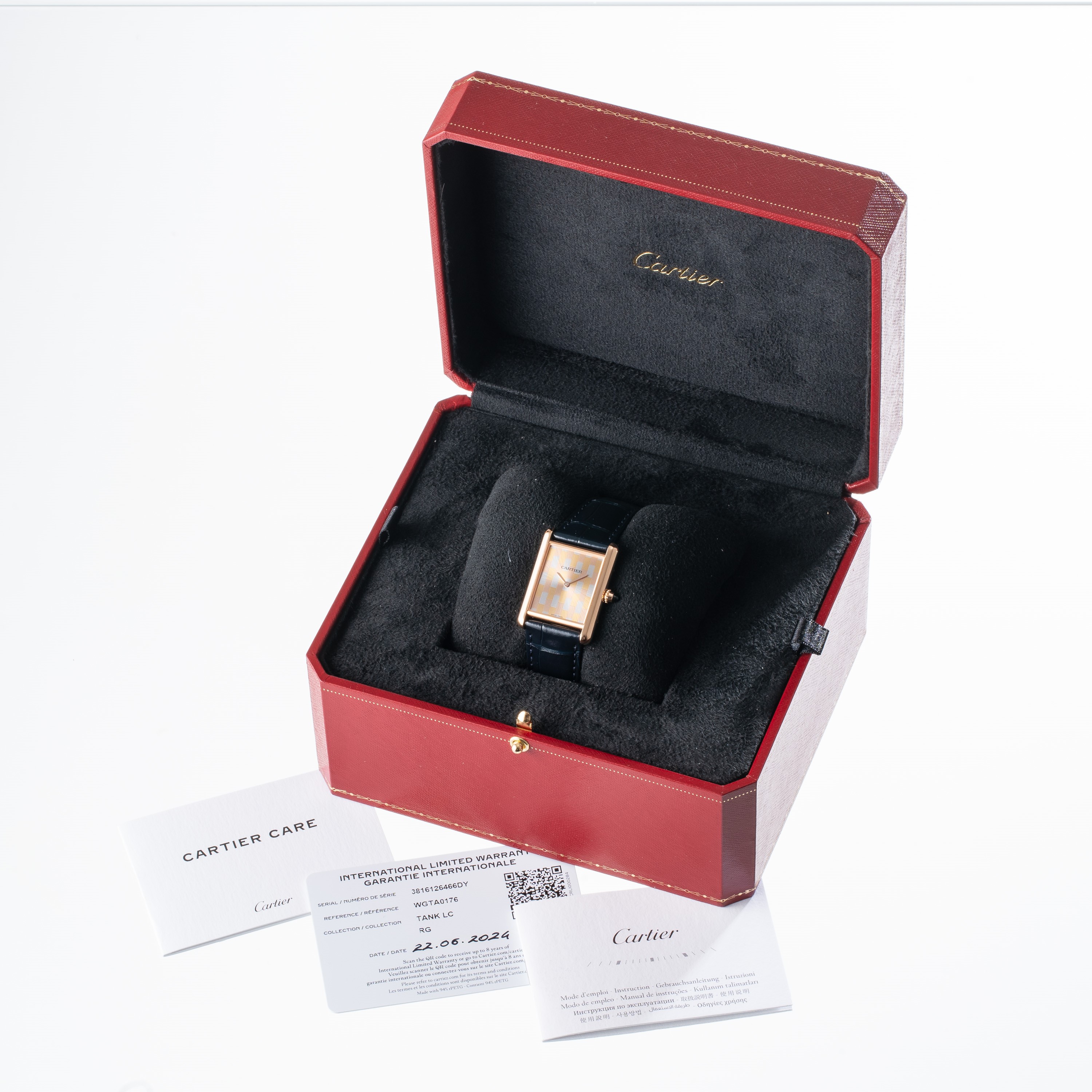 CARTIER - TANKOROLOGIO SOLO TEMPO A CARICA MANUALE IN ORO ROSA 18KT CON QUADRANTE 'TRE ORI'.