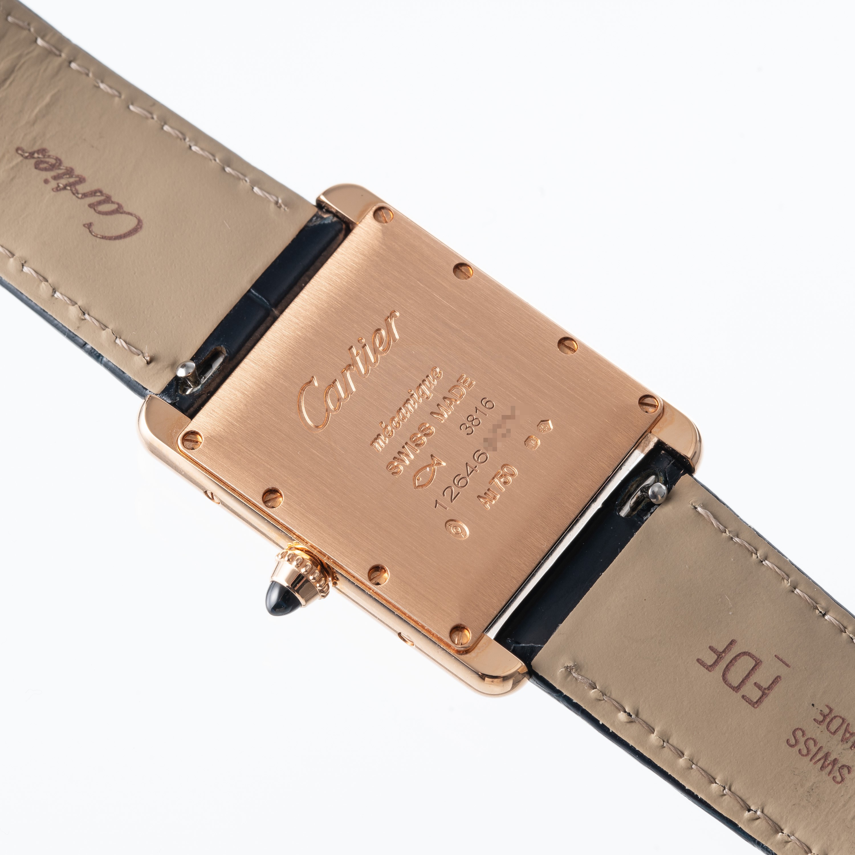 CARTIER - TANKOROLOGIO SOLO TEMPO A CARICA MANUALE IN ORO ROSA 18KT CON QUADRANTE 'TRE ORI'.