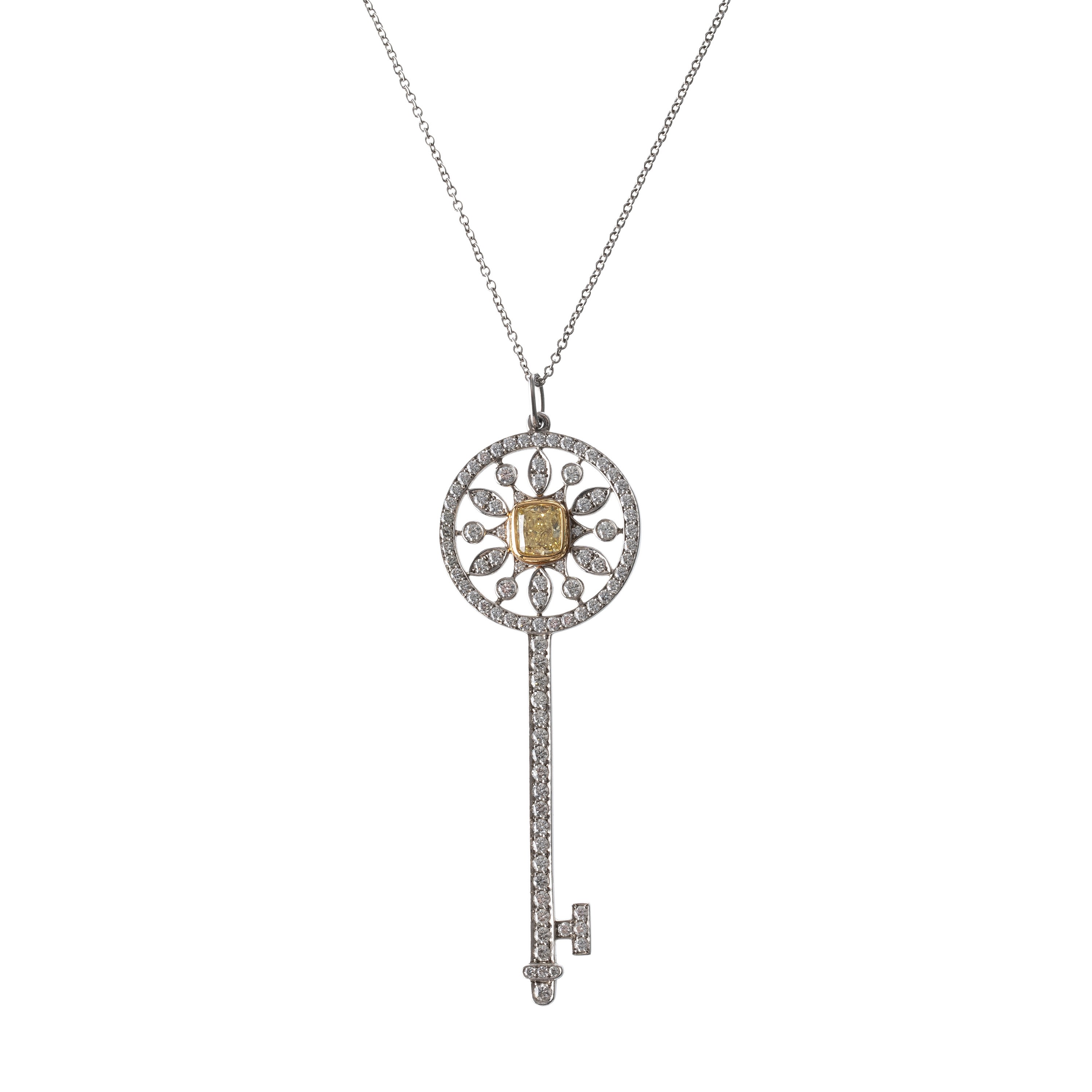 TIFFANY&CO - COLLANACOLLANA CON CHIAVE IN PLATINO E DIAMANTI CUSHION