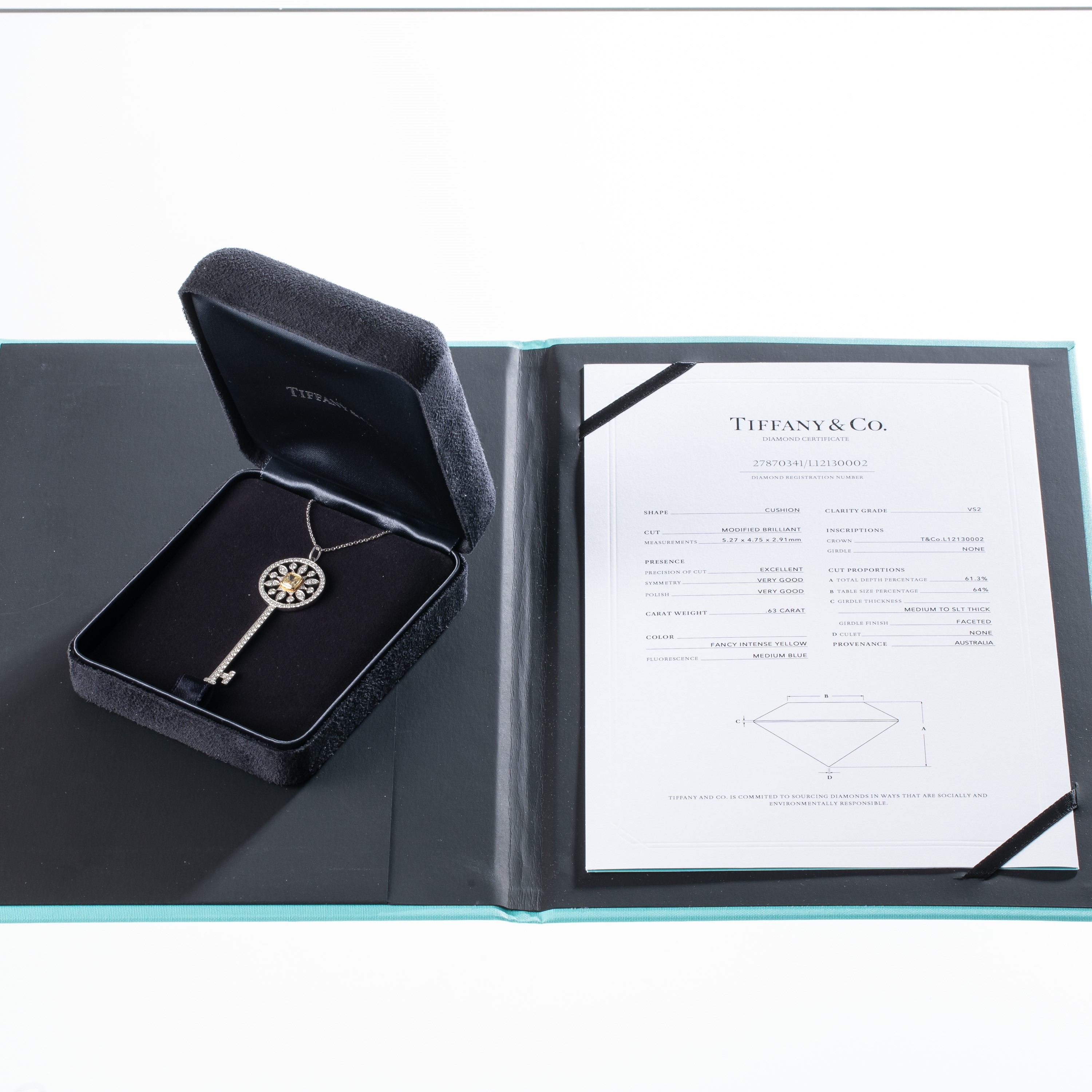 TIFFANY&CO - COLLANACOLLANA CON CHIAVE IN PLATINO E DIAMANTI CUSHION