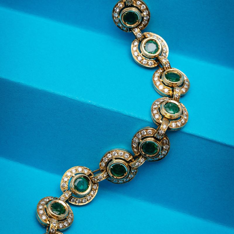 BRACCIALE IN ORO GIALLO 18 KT SMERALDI
