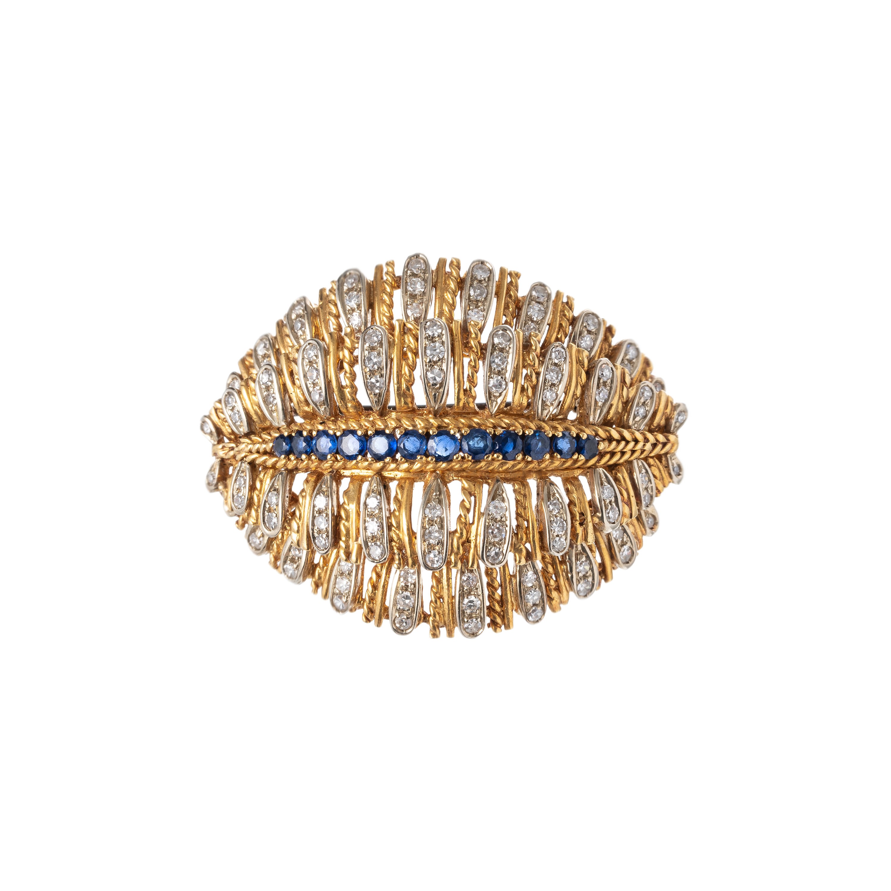 SPILLA IN ORO GIALLO 18KT CON ZAFFIRI E DIAMANTINI