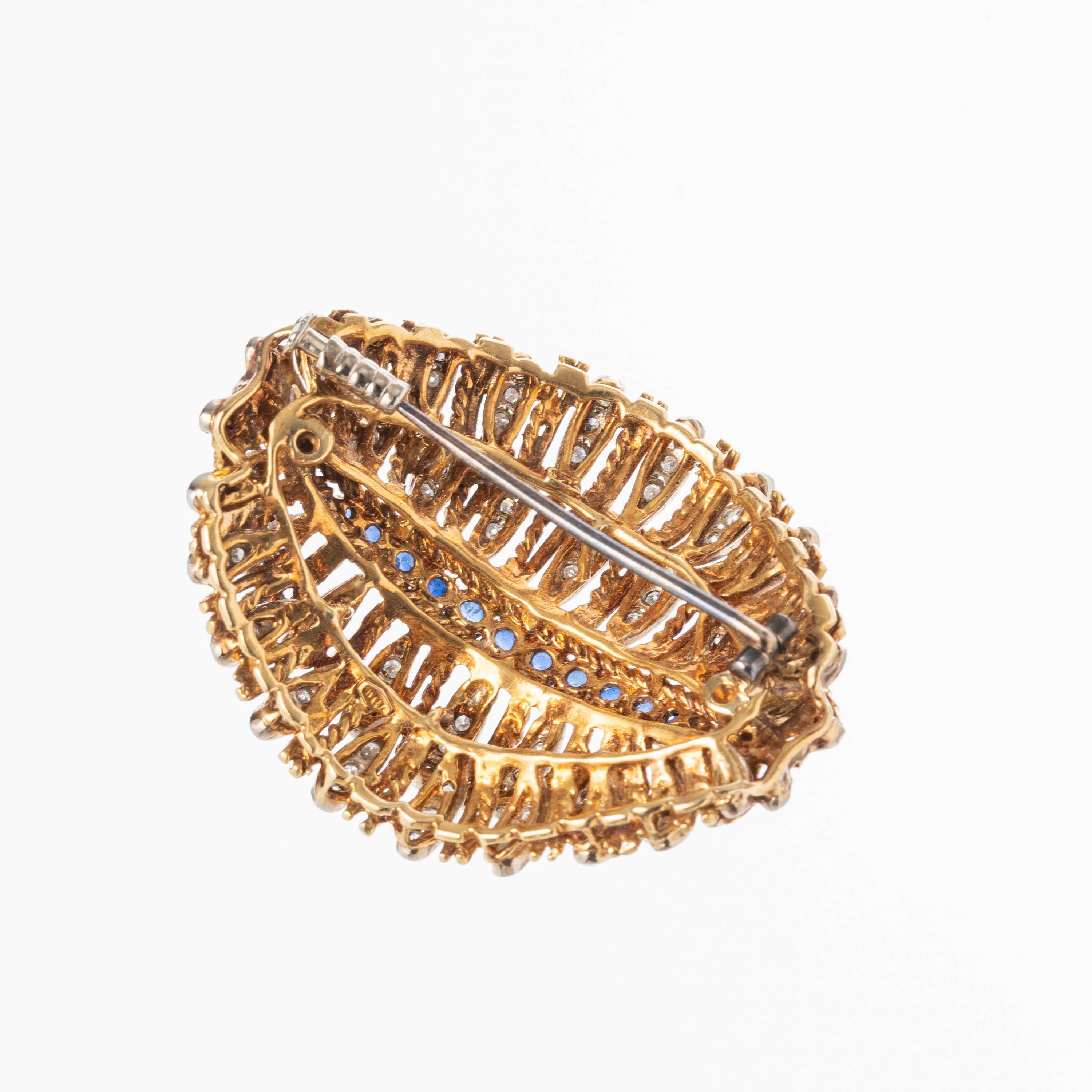 SPILLA IN ORO GIALLO 18KT CON ZAFFIRI E DIAMANTINI