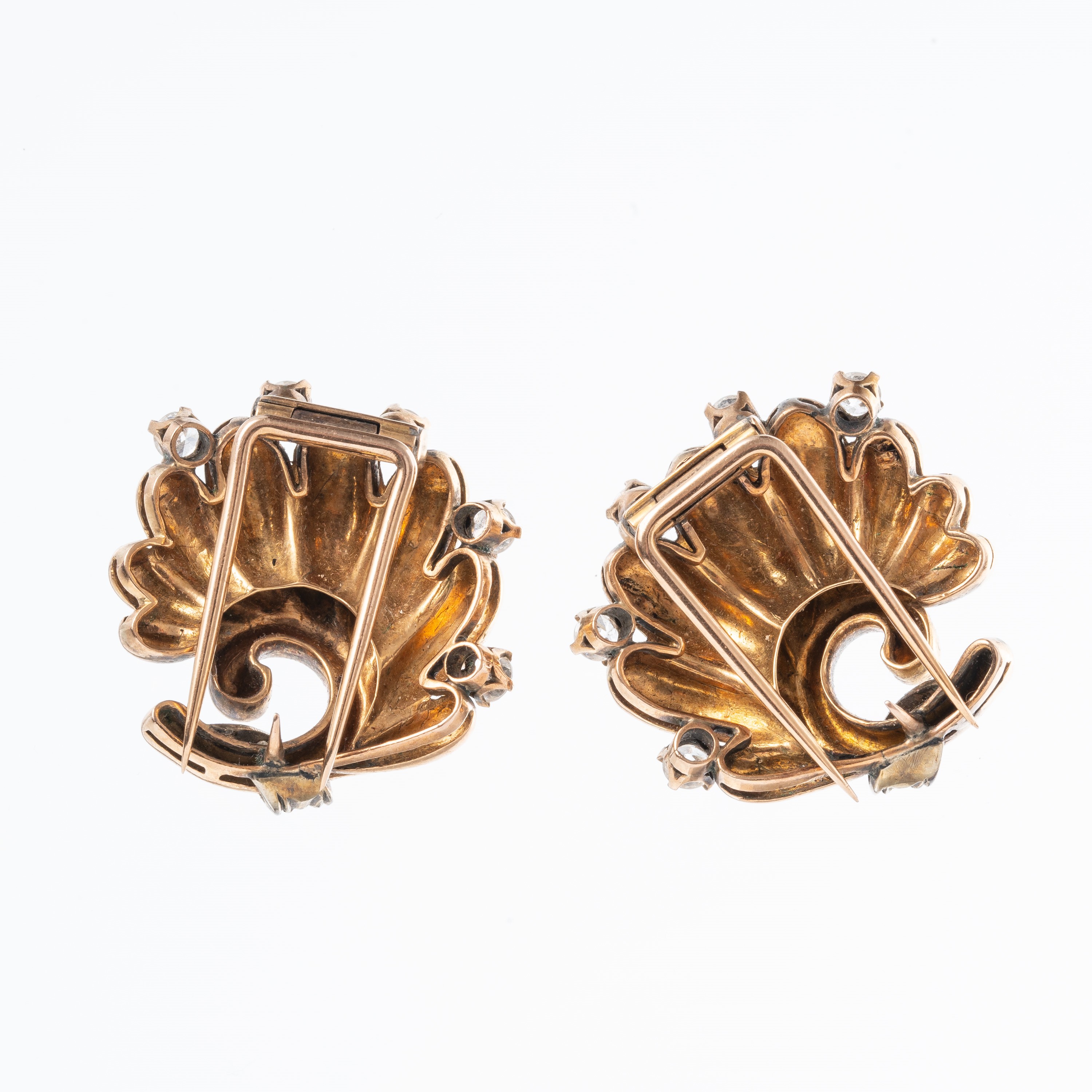 DUE SPILLE IN ORO GIALLO 18 KT CON DIAMANTI E ZIRCONI