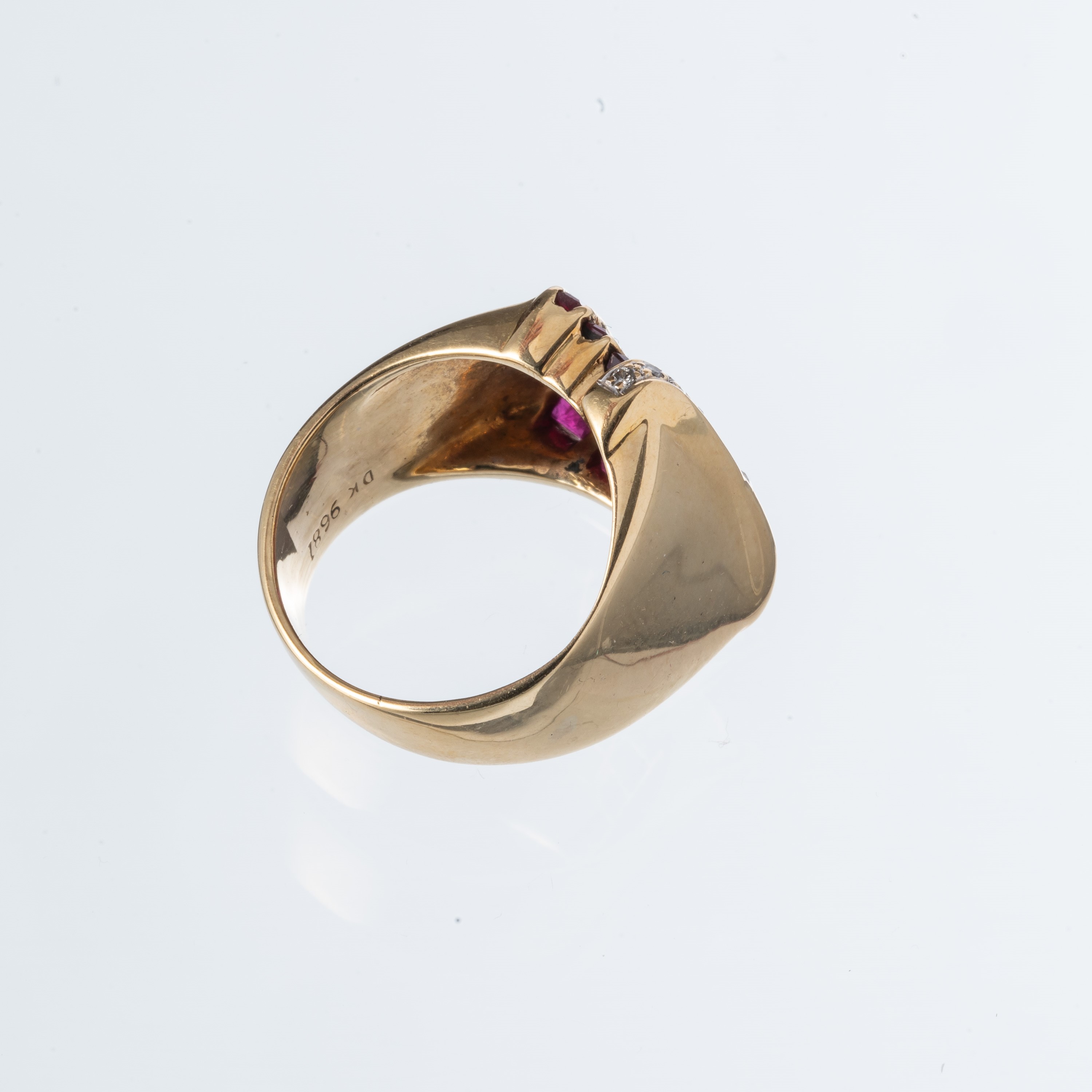 ANELLO IN ORO GIALLO 14KT CON RUBINI E DIAMANTI