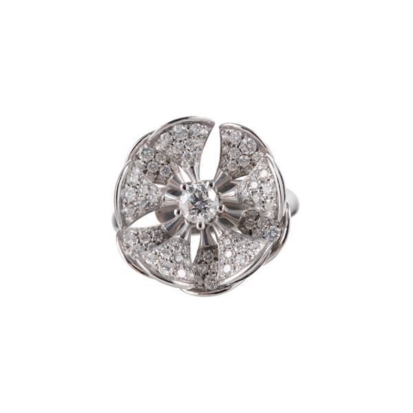 BULGARI - BULGARI - ANELLO ANELLO MARGHERITA IN ORO BIANCO 18KT E DIAMANTI