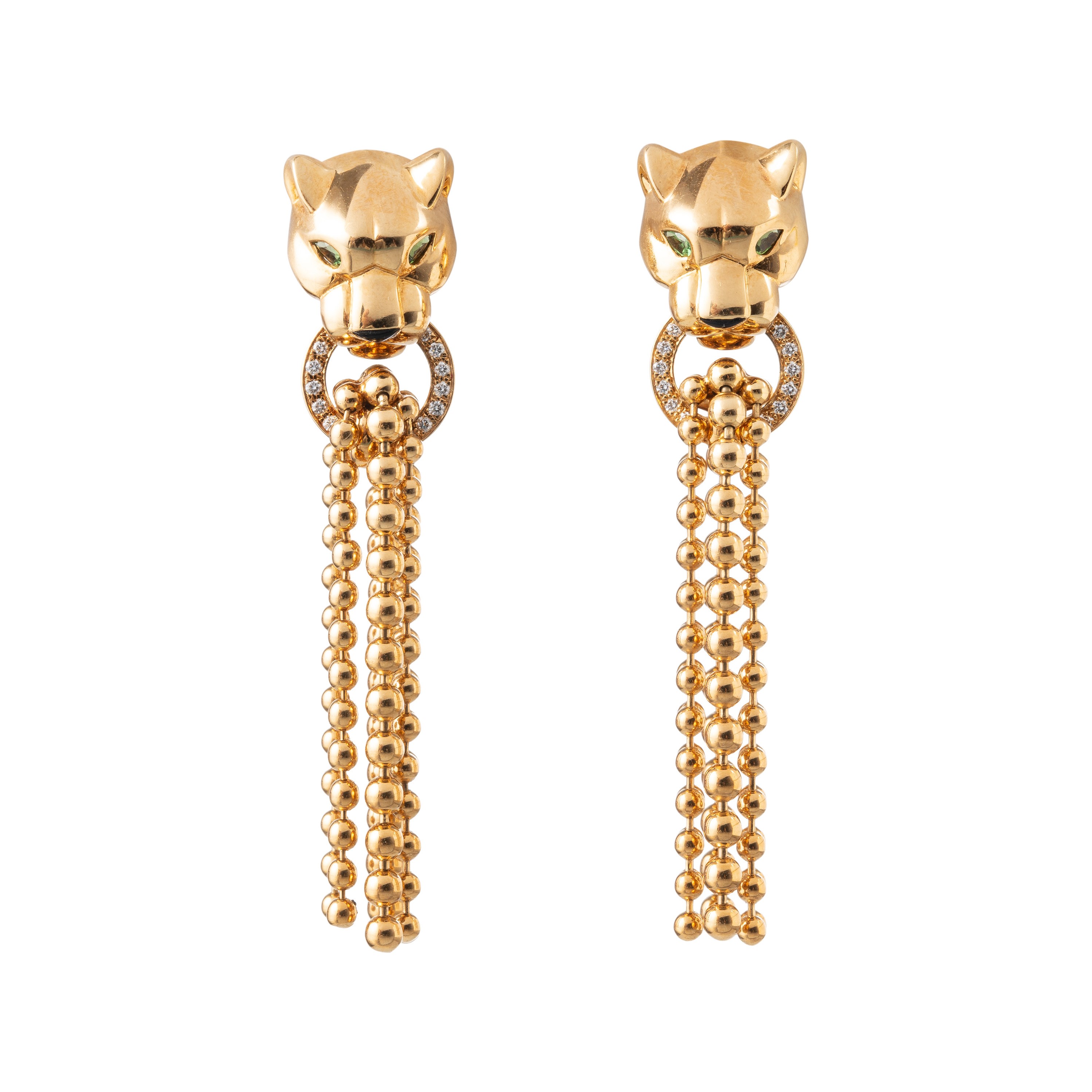 CARTIER - PANTHEREORECCHINI PANTHERE IN ORO GIALLO 18KT E TSAVORITE