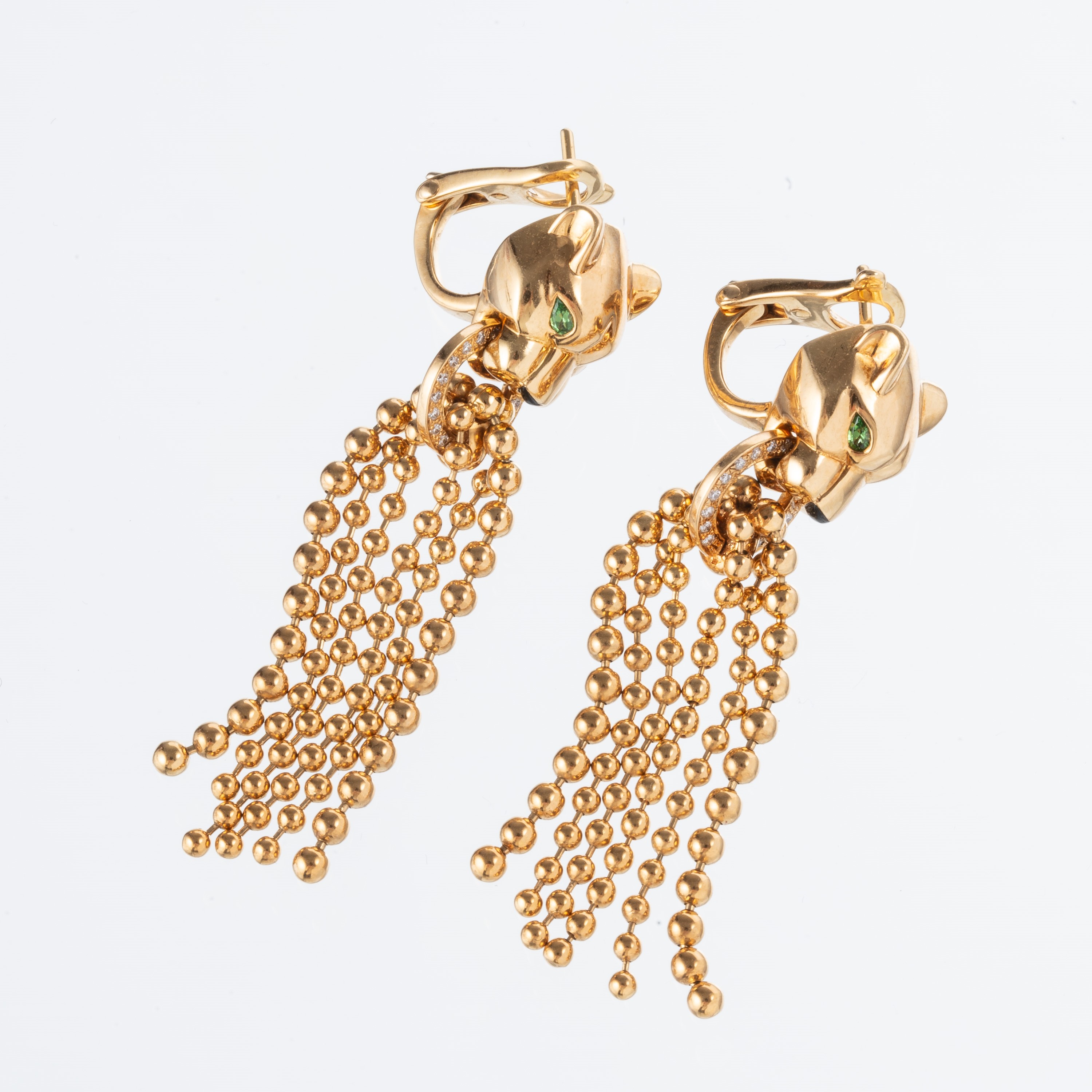 CARTIER - PANTHEREORECCHINI PANTHERE IN ORO GIALLO 18KT E TSAVORITE