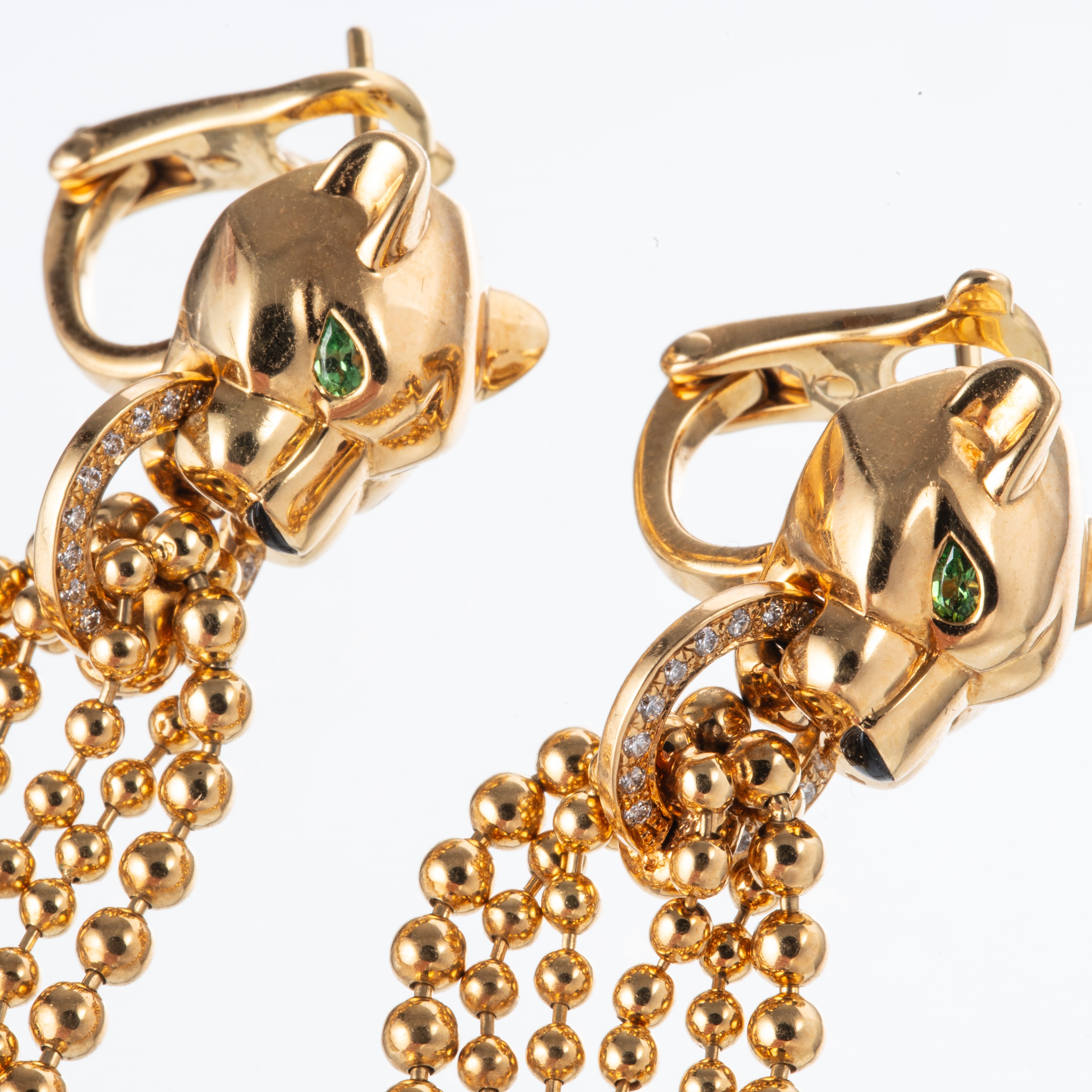 CARTIER - PANTHEREORECCHINI PANTHERE IN ORO GIALLO 18KT E TSAVORITE