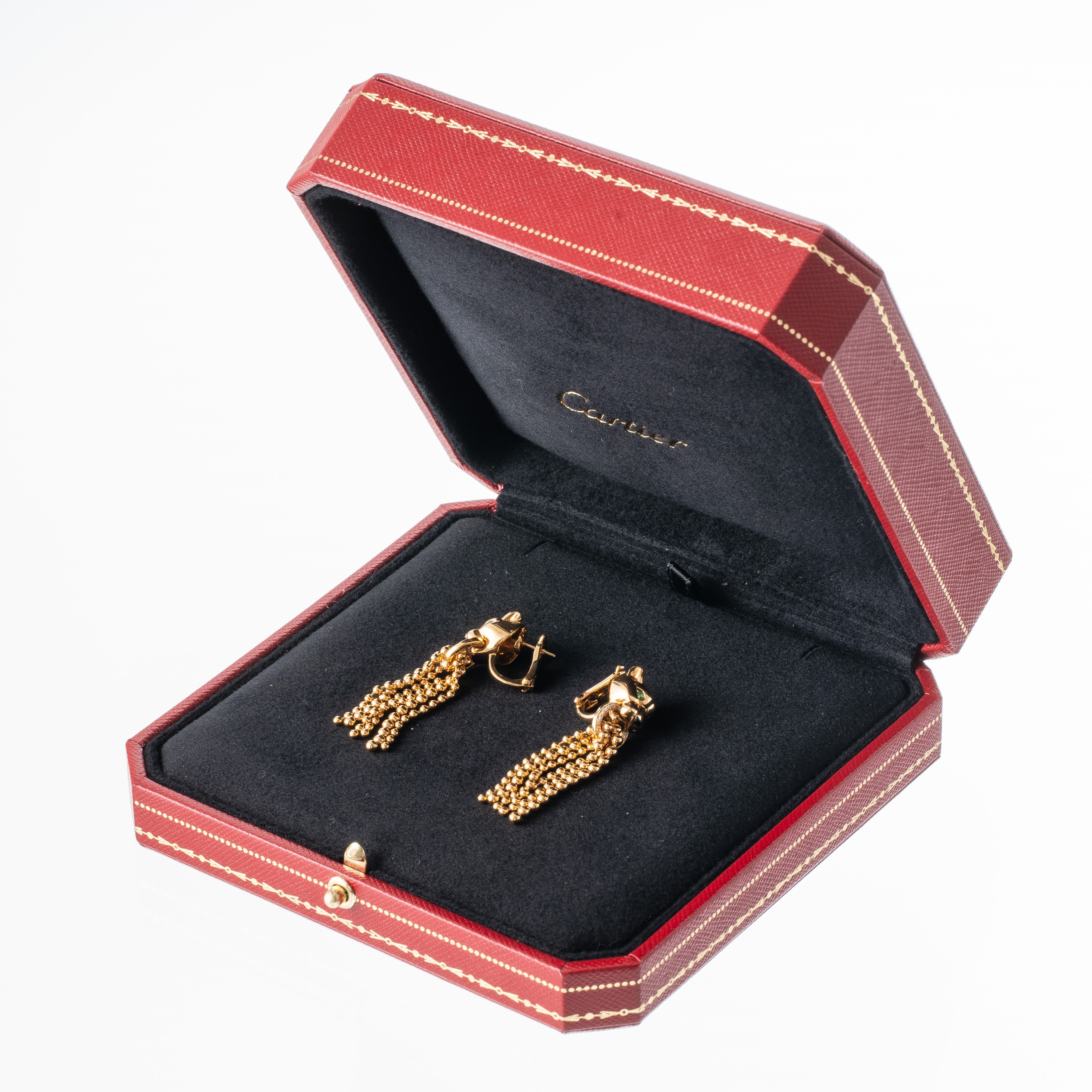 CARTIER - PANTHEREORECCHINI PANTHERE IN ORO GIALLO 18KT E TSAVORITE