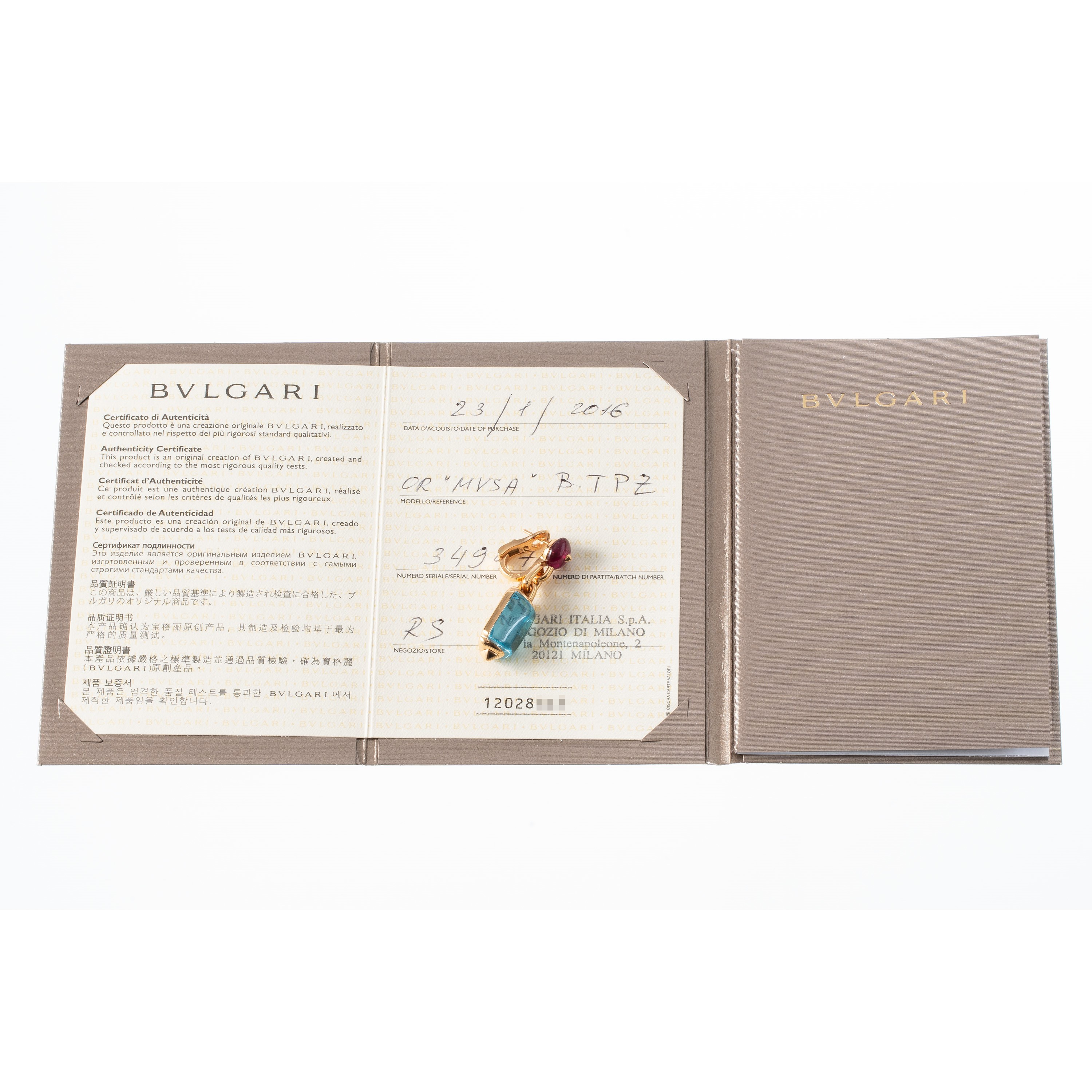 BULGARI - PARURE PARURE IN ORO GIALLO 18KT E QUARZO