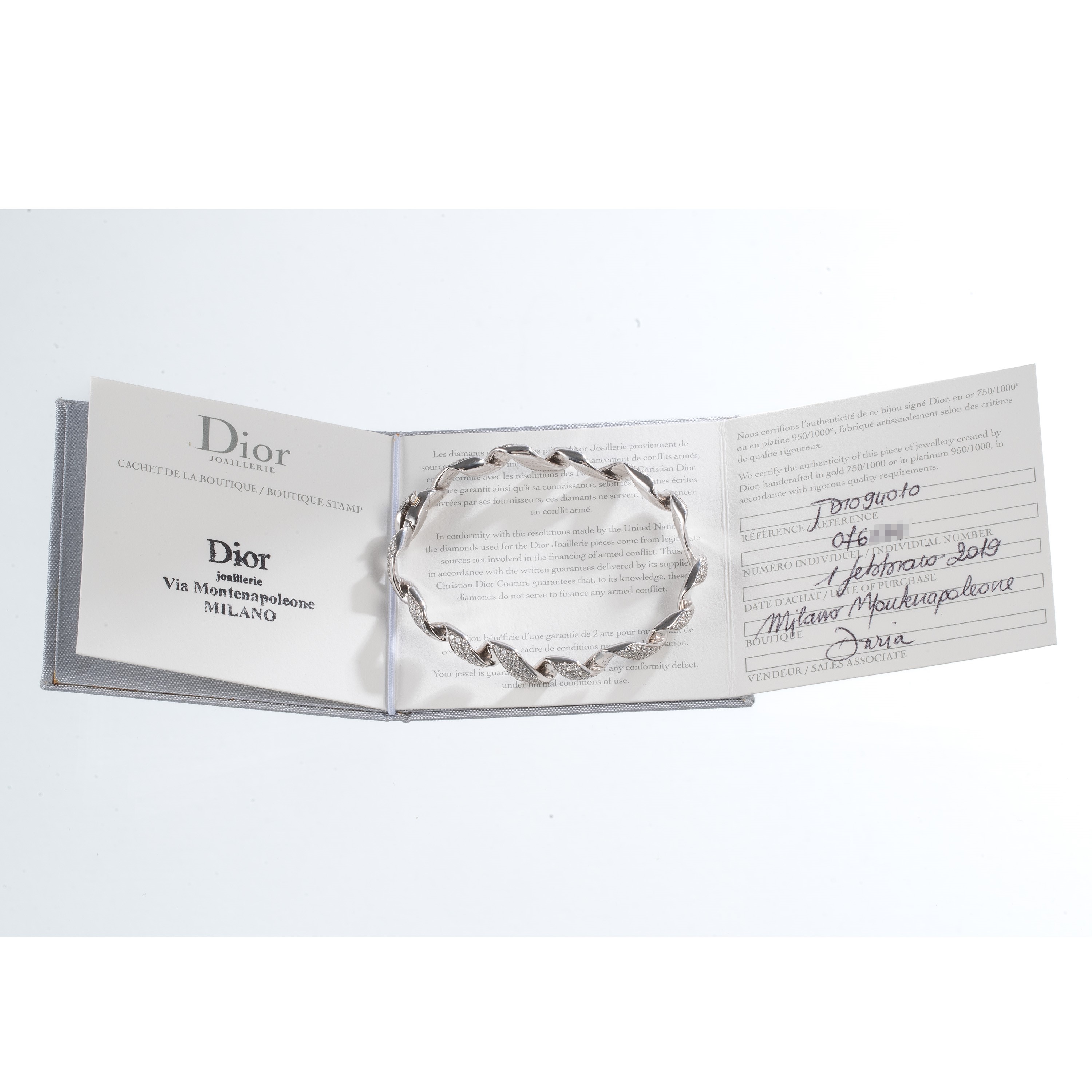 DIOR - BRACCIALE COUTREBRACCIALE IN ORO BIANCO 18KT E DIAMANTI