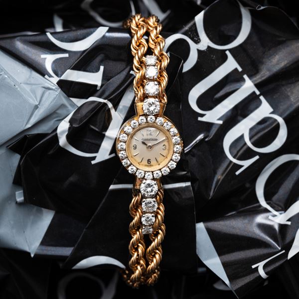 JAEGER LE COULTRE - JAEGER LE COULTRE - OROLOGIO GIOIELLO OROLOGIO IN ORO GIALLO 18KT DA DONNA A CARICA MANUALE CON BRACCIALE IN ORO GIALLO 18KT E DIAMANTI