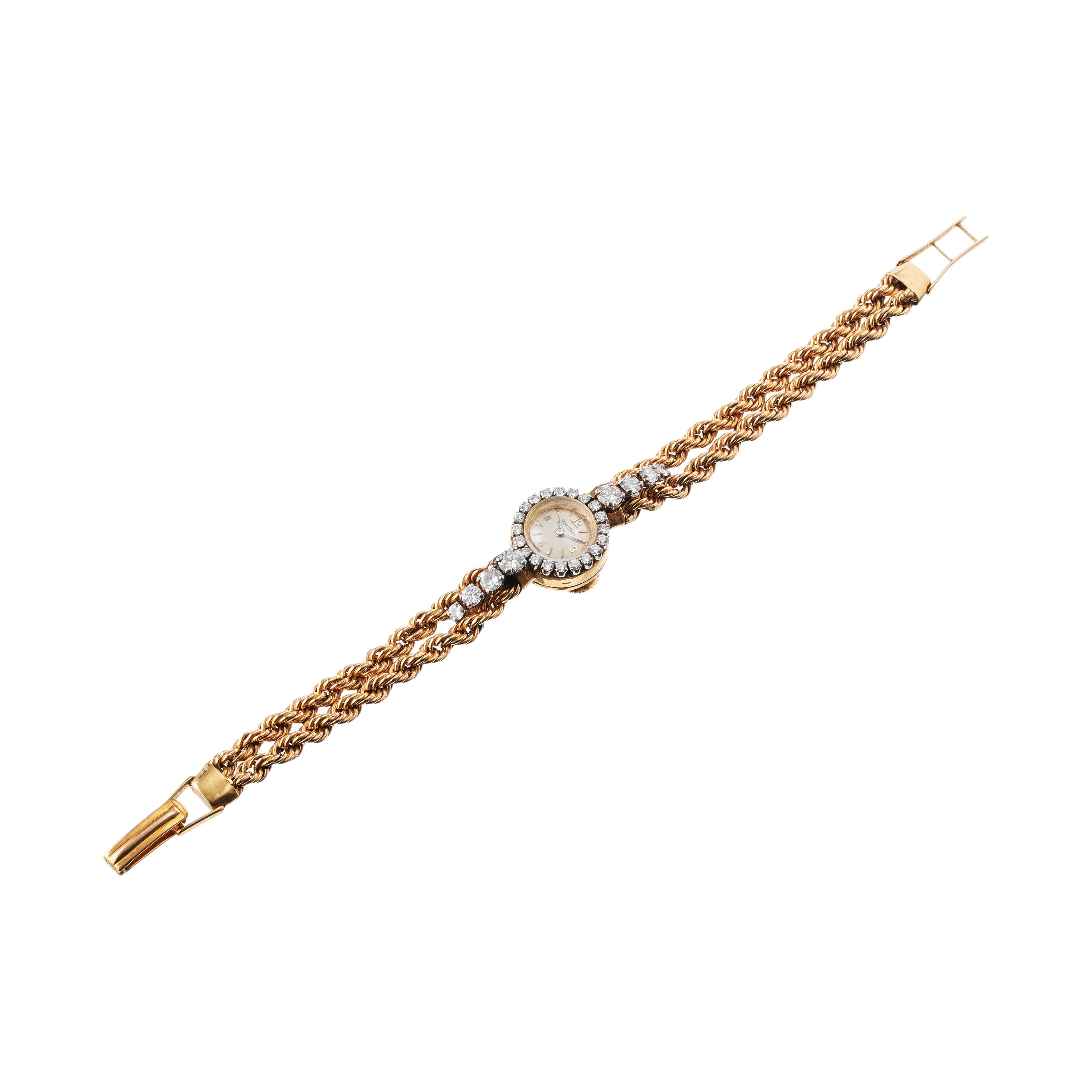 JAEGER LE COULTRE - OROLOGIO GIOIELLO IN ORO GIALLO E DIAMANTI DA DONNA A CARICA MANUALE