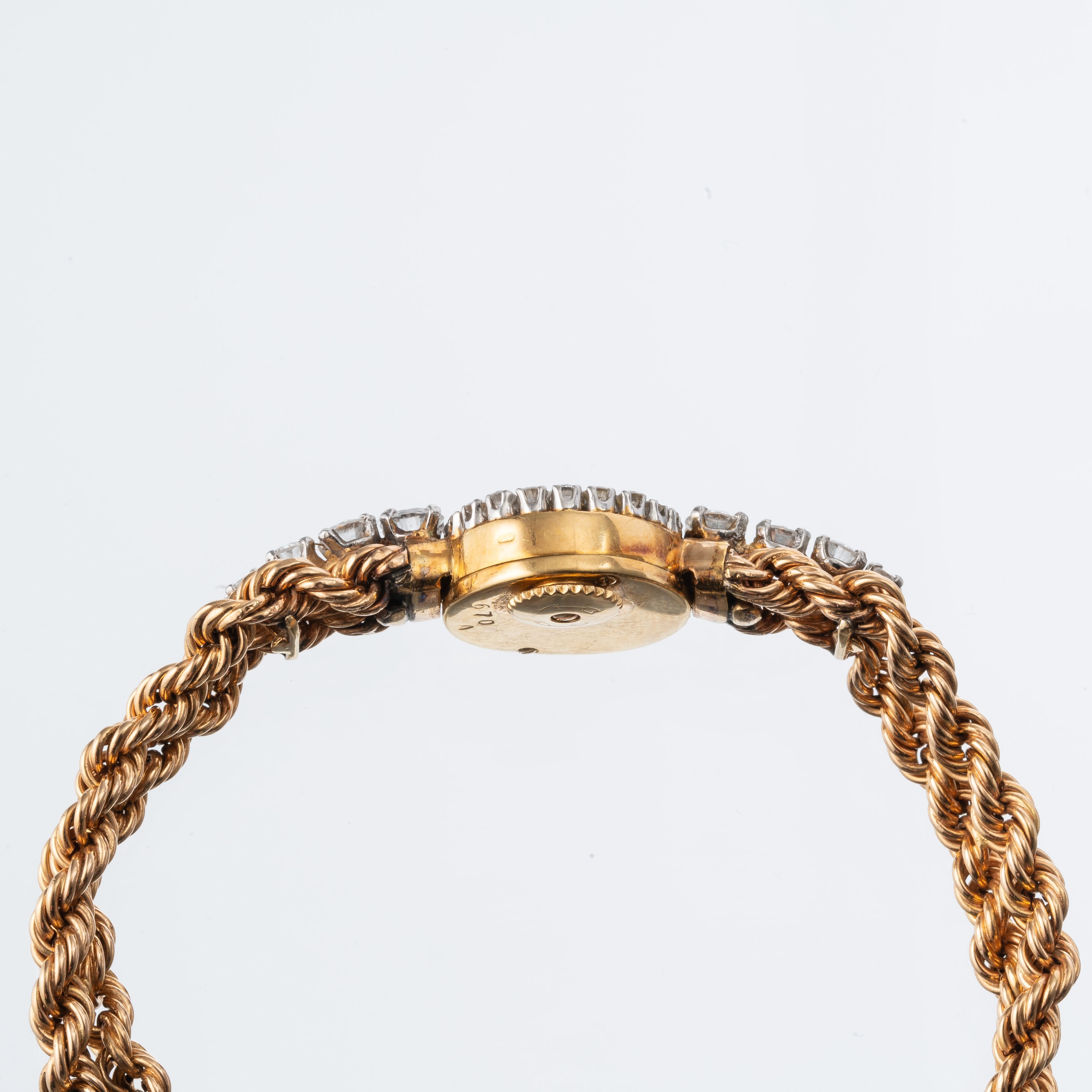 JAEGER LE COULTRE - OROLOGIO GIOIELLO IN ORO GIALLO E DIAMANTI DA DONNA A CARICA MANUALE