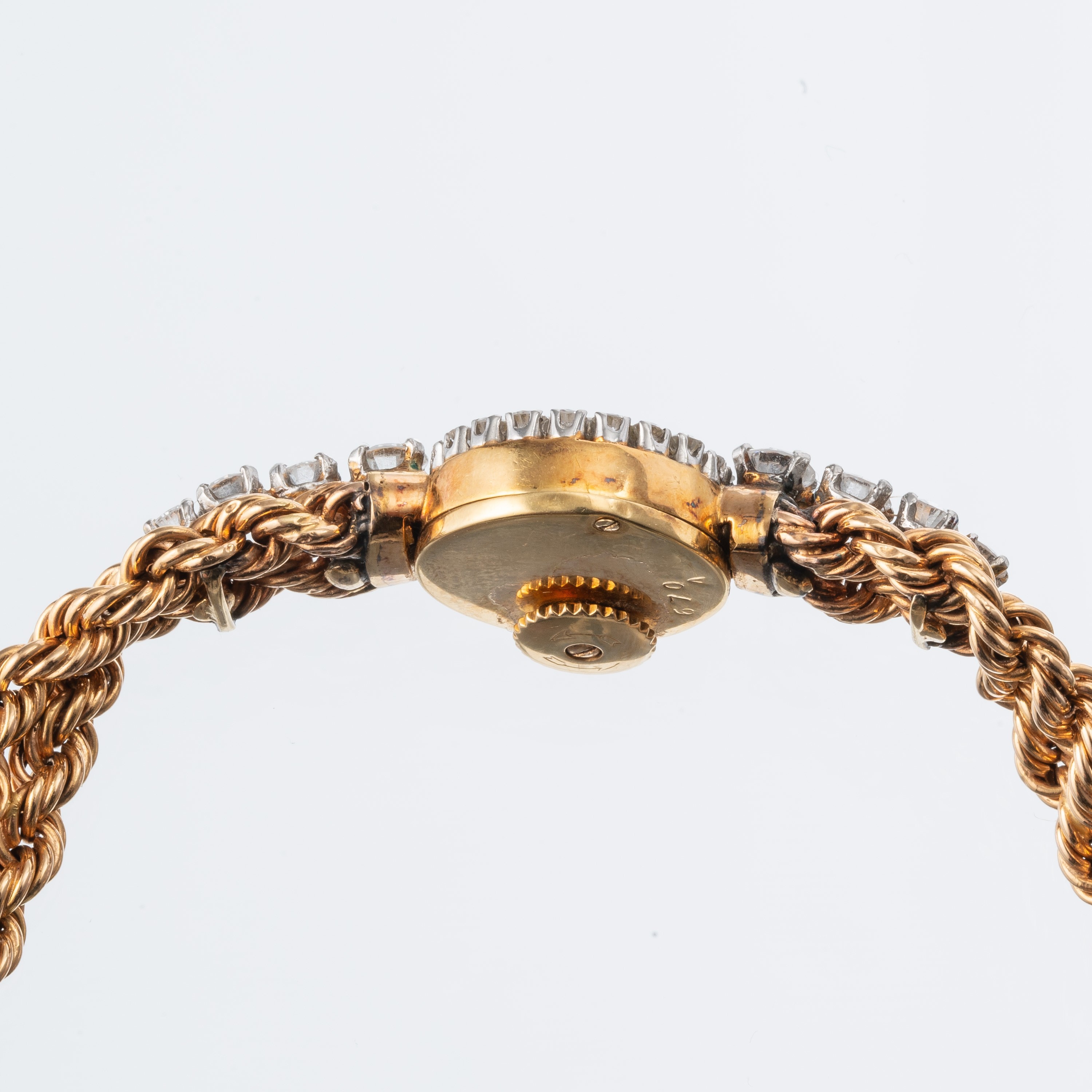 JAEGER LE COULTRE - OROLOGIO GIOIELLO IN ORO GIALLO E DIAMANTI DA DONNA A CARICA MANUALE