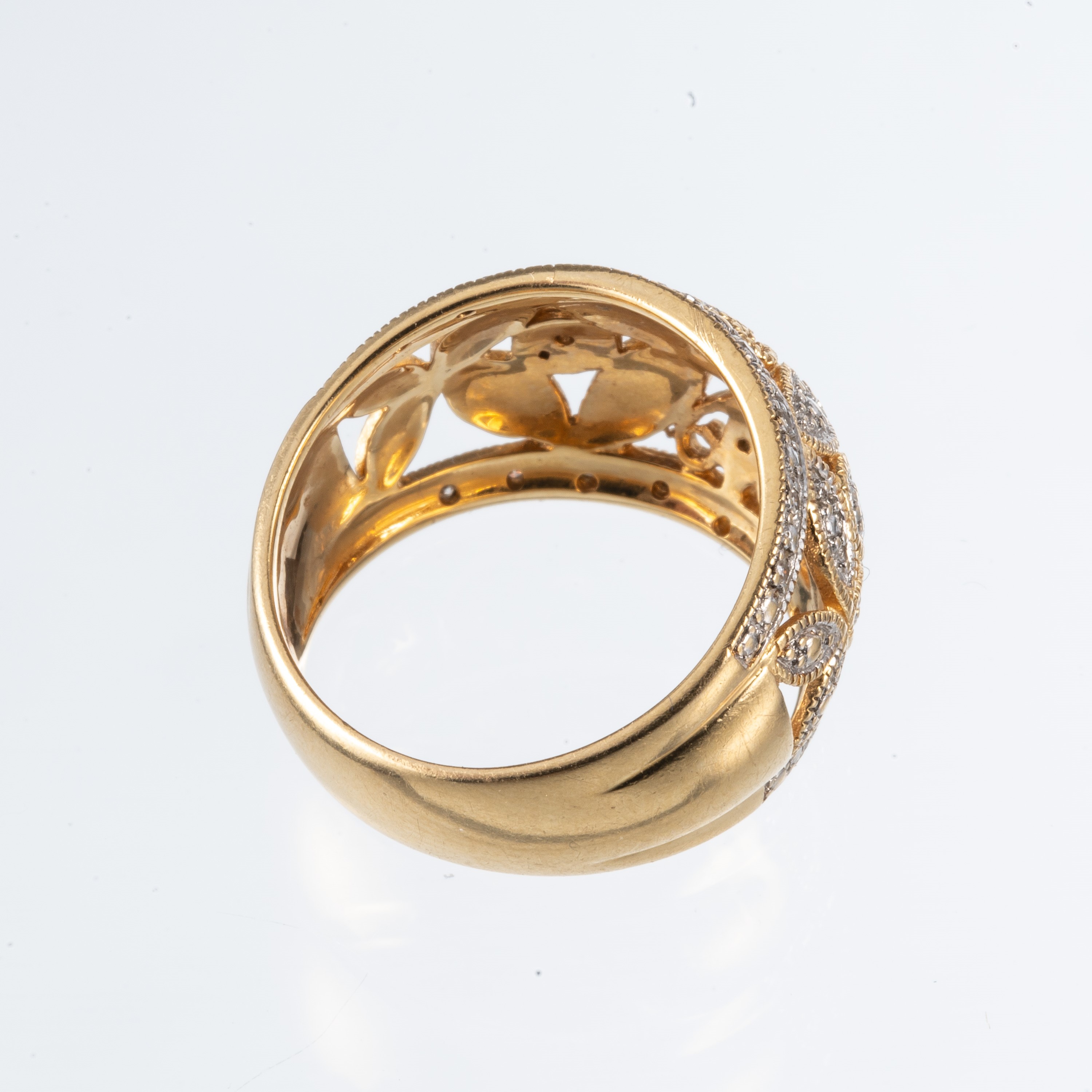 ANELLO IN ORO 18 KT GIALLO TRAFORATO CON DIAMANTI
