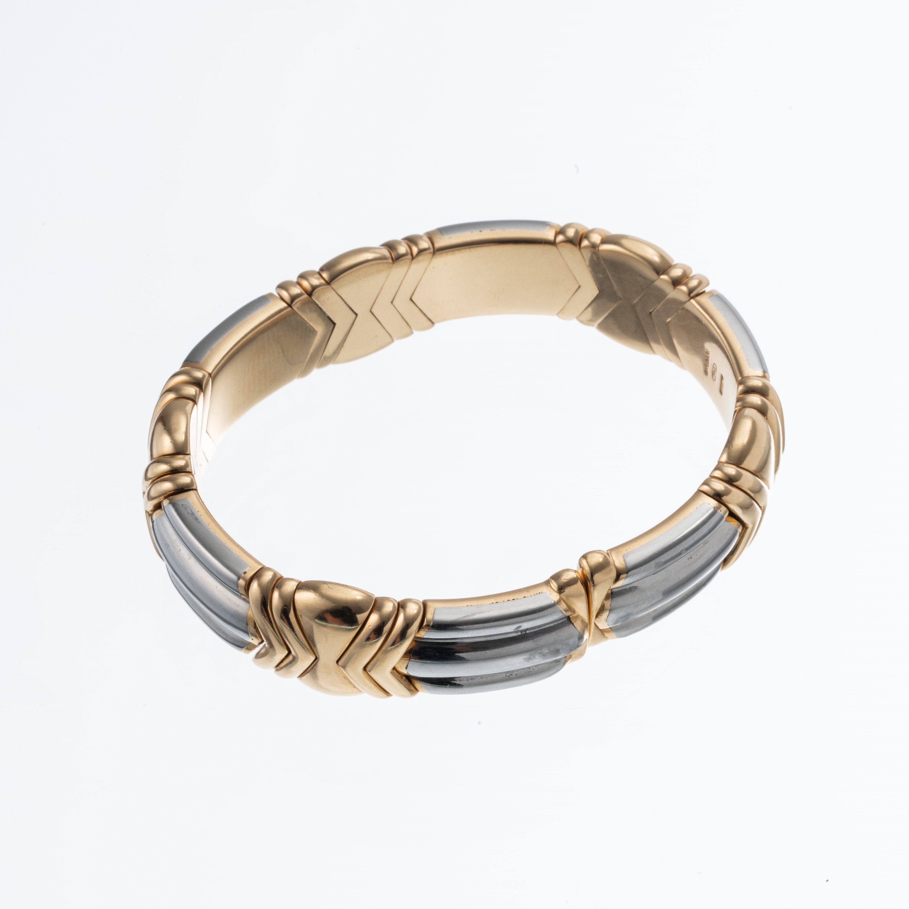 BULGARI - BRACCIALE 'PARENTESI' IN ACCIAIO E ORO GIALLO 18KT