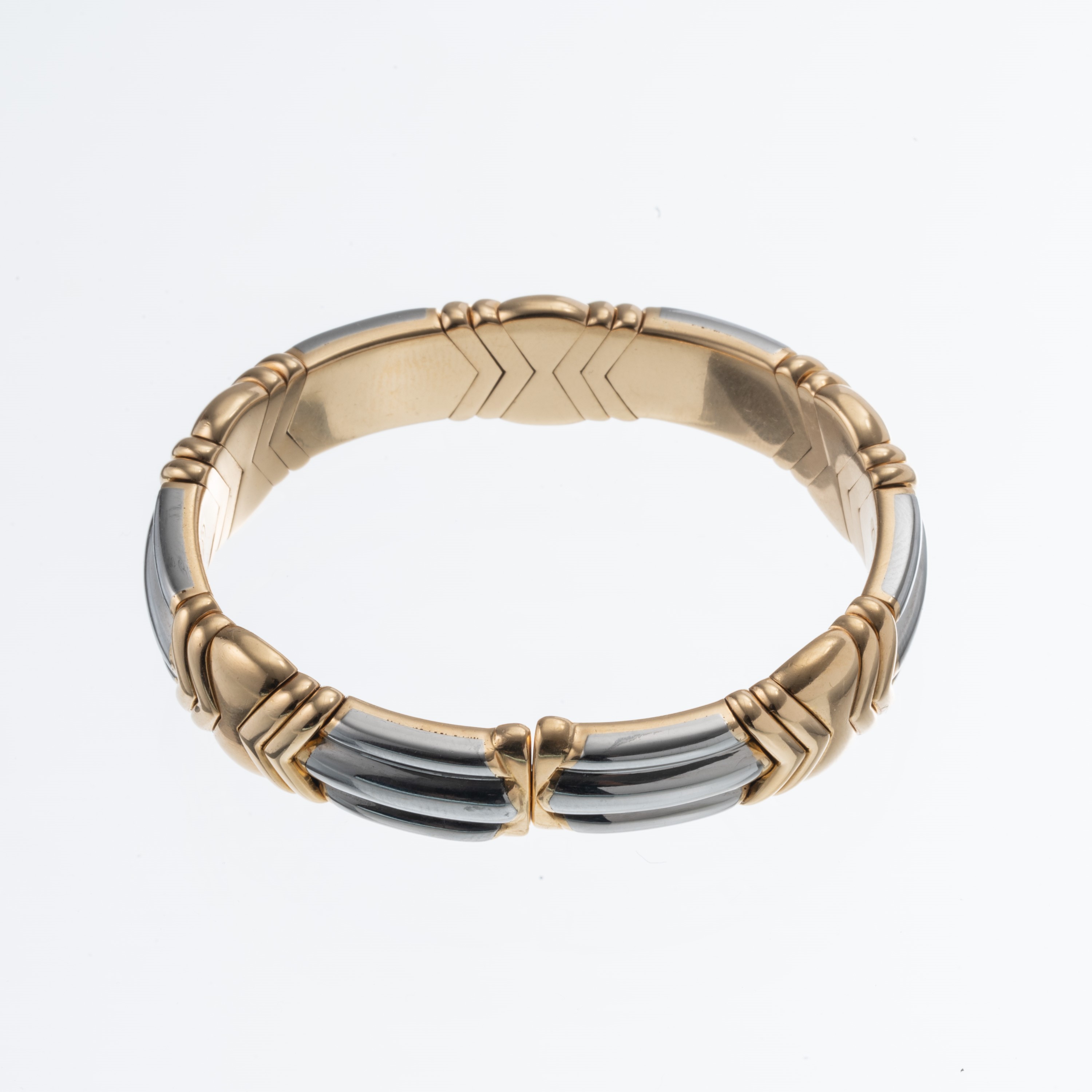 BULGARI - BRACCIALE 'PARENTESI' IN ACCIAIO E ORO GIALLO 18KT