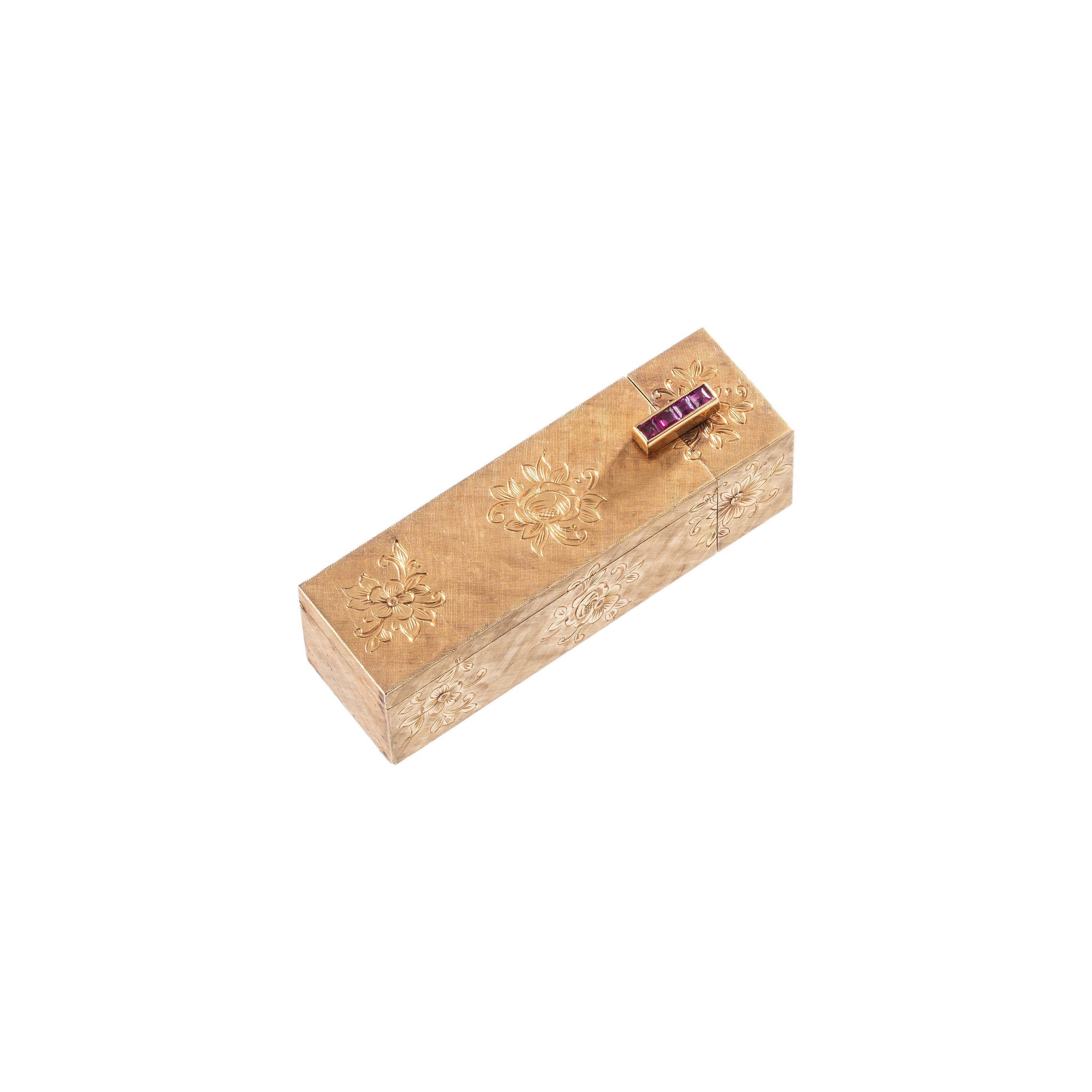 PORTA CIPRIA E PORTA ROSSETTO IN ORO GIALLO 18KT E RUBINI