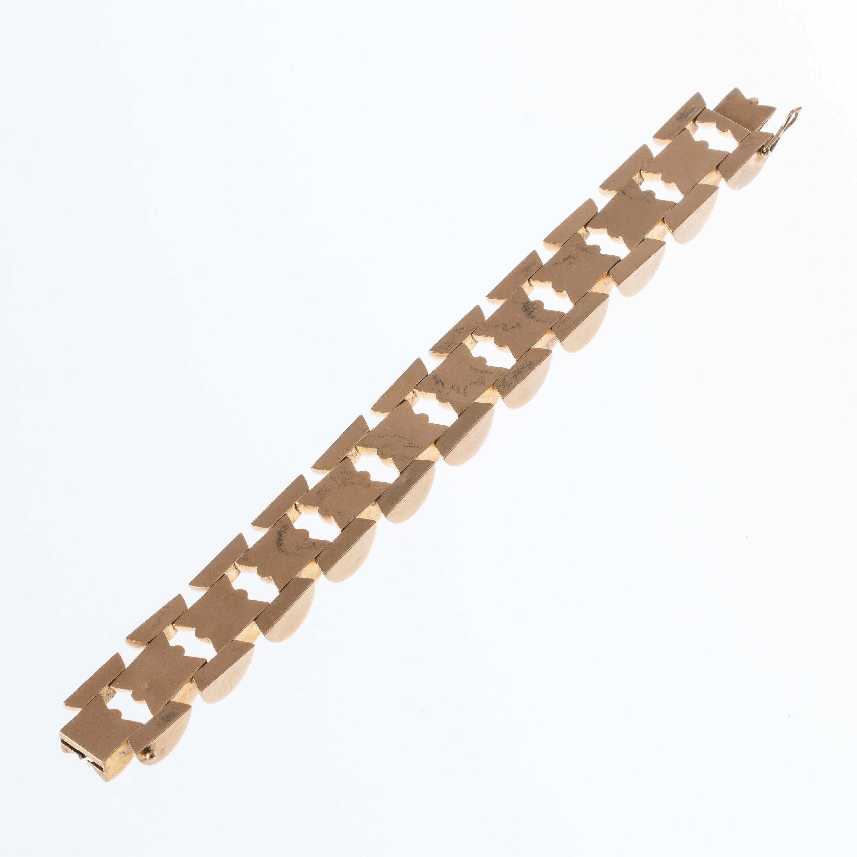 BRACCIALE TANK STAMPATO IN ORO GIALLO 18 KT CON MOTIVI GEOMETRICI CIRCOLARI