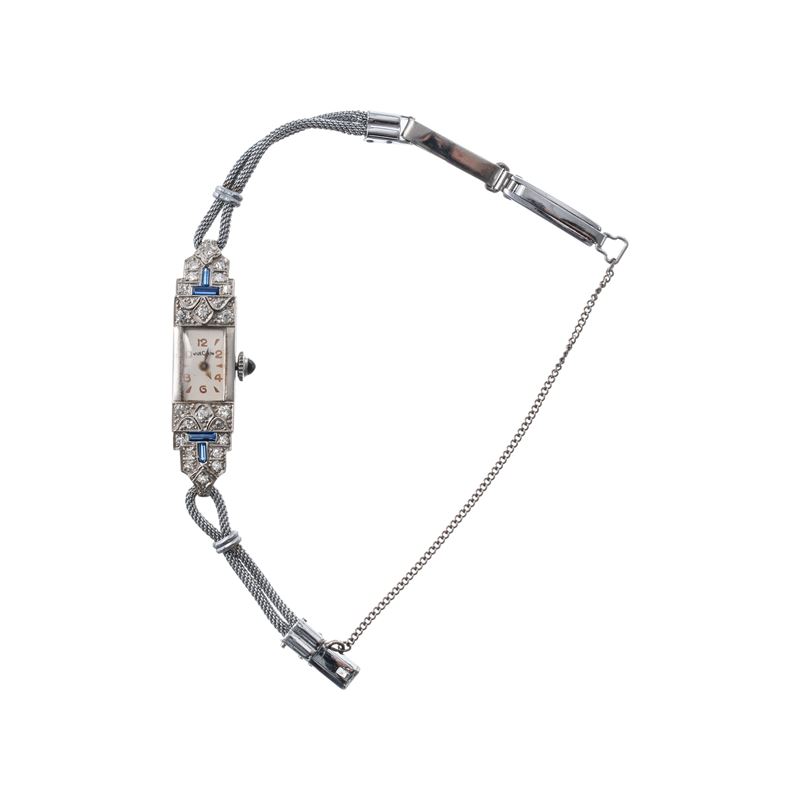 VULCAIN - OROLOGIO ART DECO'OROLOGIO DA DONNA A CARICA MANUALE IN ORO BIANCO 18KT CON PIETRE