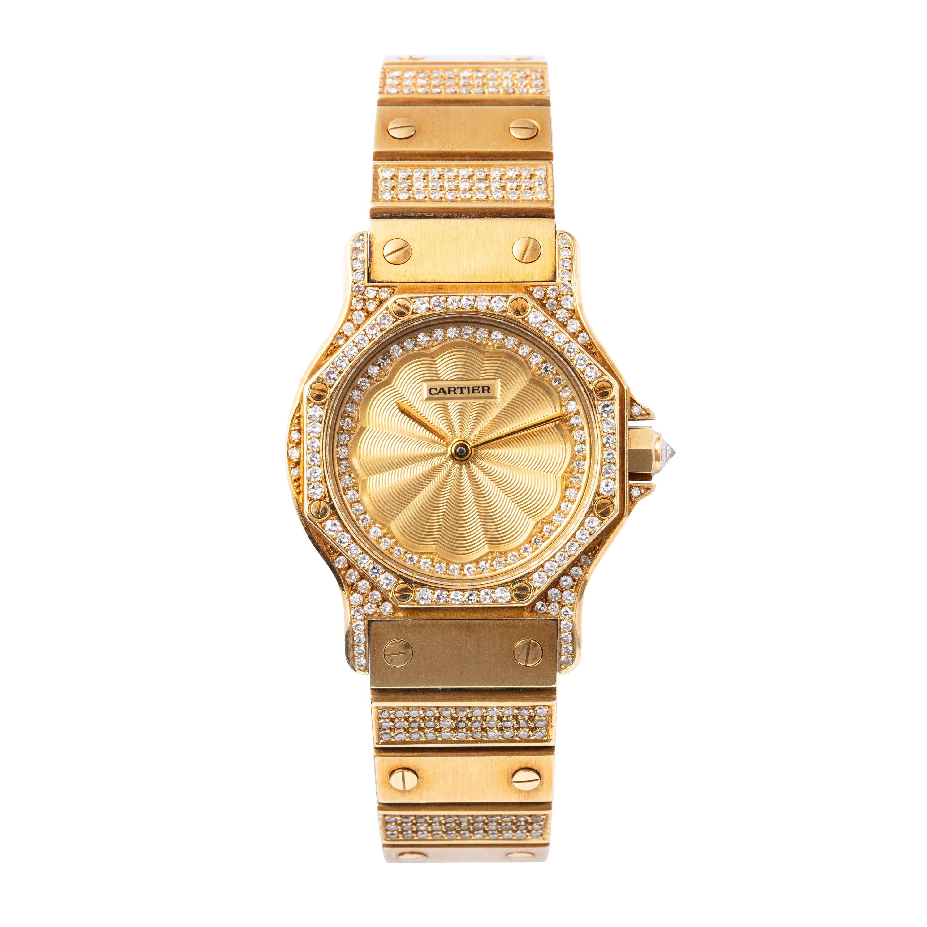 CARTIER - SANTOS 'MISS UNIVERSO'OROLOGIO IN ORO GIALLO 18KT E DIAMANTI A CARICA AUTOMATICA CON QU...