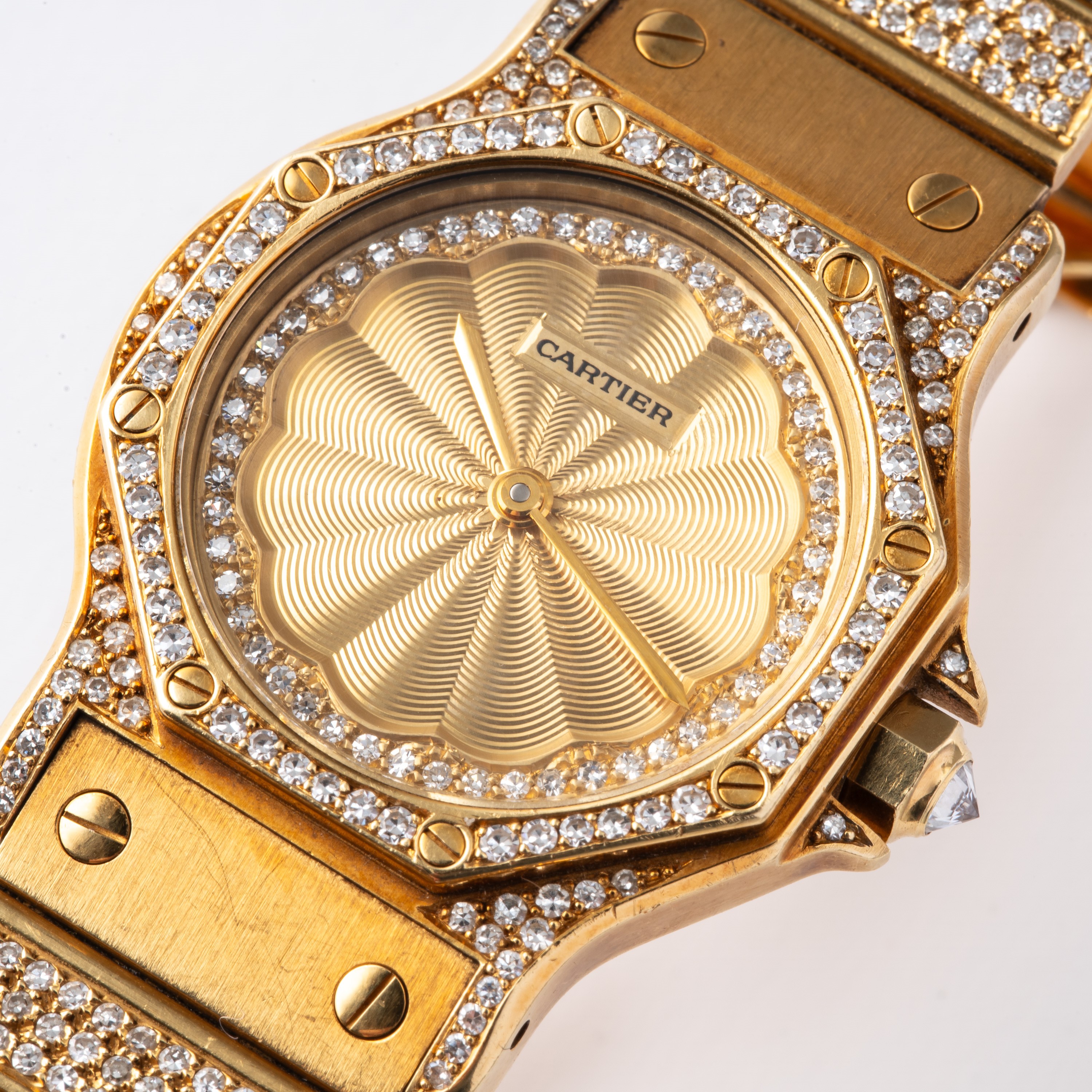 CARTIER - SANTOS 'MISS UNIVERSO'OROLOGIO IN ORO GIALLO 18KT E DIAMANTI A CARICA AUTOMATICA CON QU...