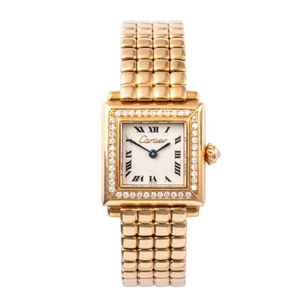 CARTIER - CARTIER - TROCADERO OROLOGIO IN ORO GIALLO 18KT E DIAMANTI AL QUARZO