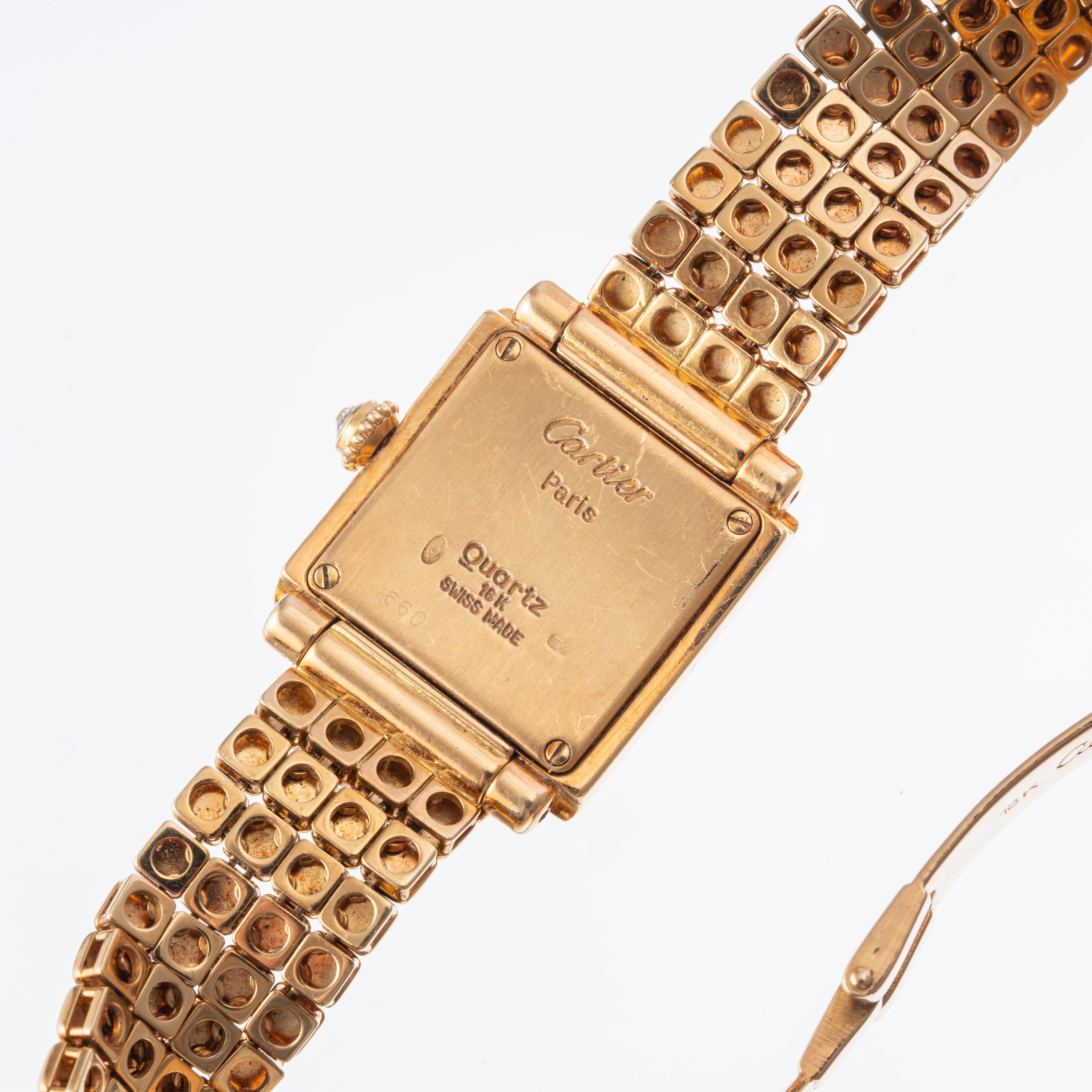 CARTIER - TROCADEROOROLOGIO IN ORO GIALLO 18KT E DIAMANTI AL QUARZO