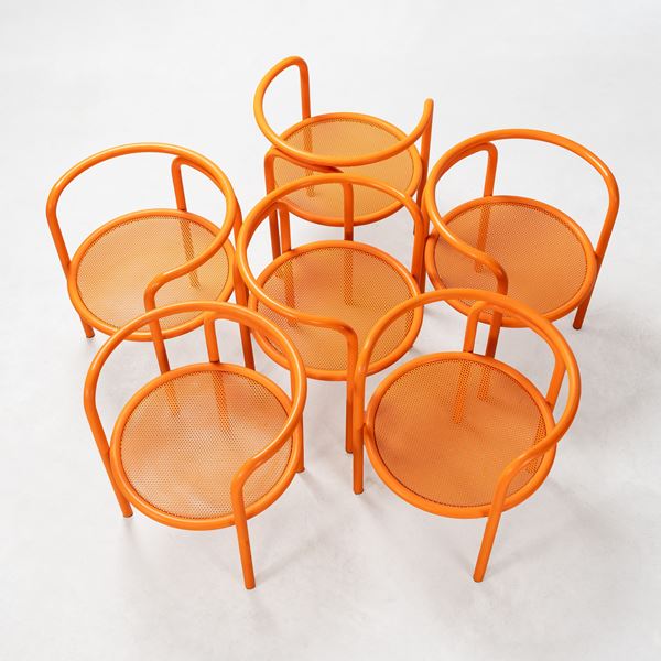 Gae Aulenti - GAE AULENTI, SET OF SIX 'LOCUS SOLUS' OPEN ARMCHAIRS