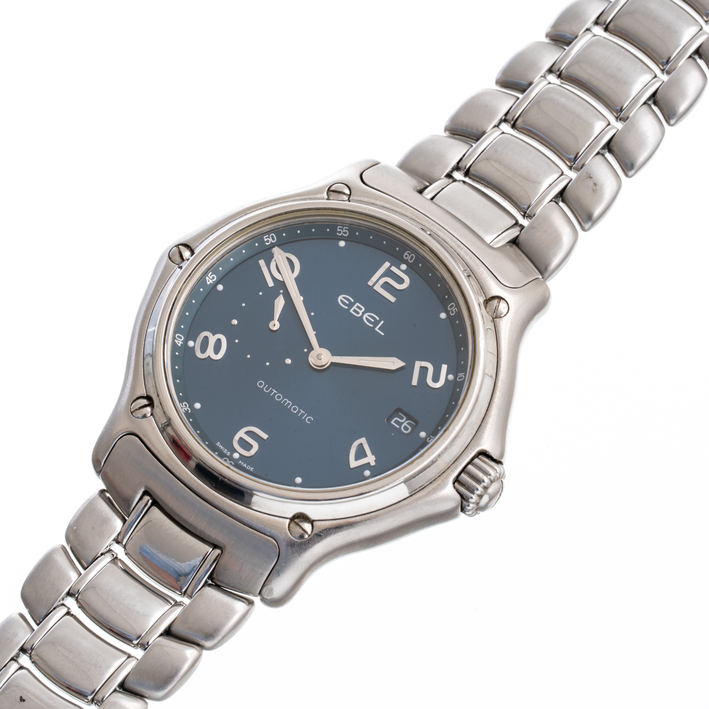 EBEL - 1911OROLOGIO IN ACCIAIO A CARICA AUTOMATICA CON QUADRANTE BLU, PICCOLI SECONDI AD ORE NOVE...