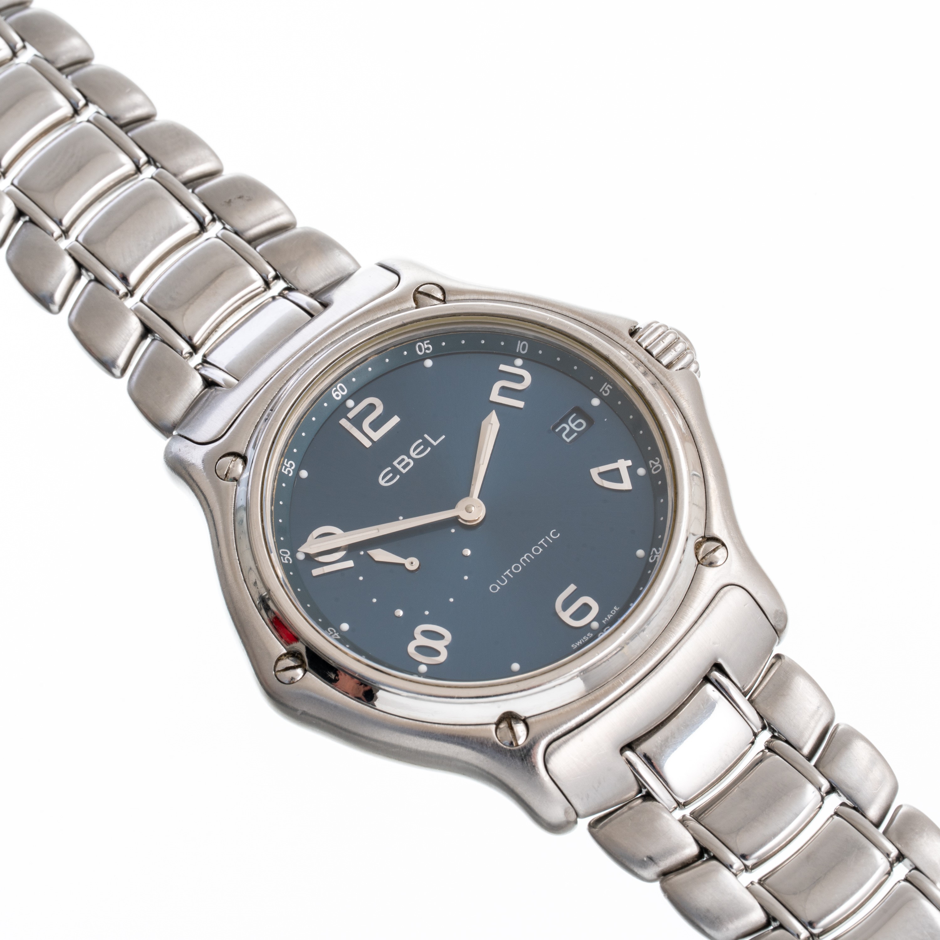 EBEL - 1911OROLOGIO IN ACCIAIO A CARICA AUTOMATICA CON QUADRANTE BLU, PICCOLI SECONDI AD ORE NOVE...