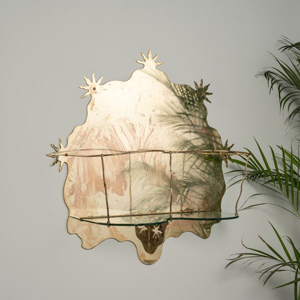 IN THE STYLE OF RICCARDO DALISI, WALL-MOUNTED SHELF/FLOWERPOT HOLDER