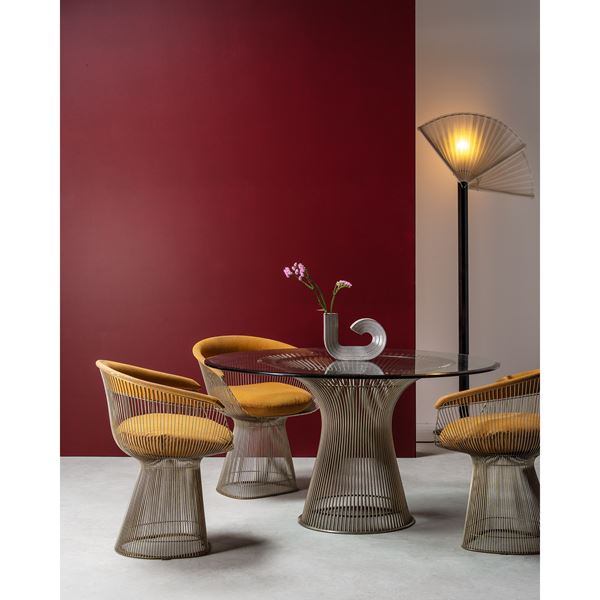 WARREN PLATNER, TABLE AND SET OF FOUR CHAIRS