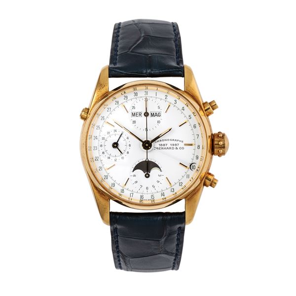 EBERHARD - EBERHARD - NAVIMASTER 18KT YELLOW GOLD SELF-WINDING AUTOMATIC CHRONOGRAPH WITH ANNUAL CALENDAR, TWENTY-FOUR HOUR COUNTER AND MOON PHASES.