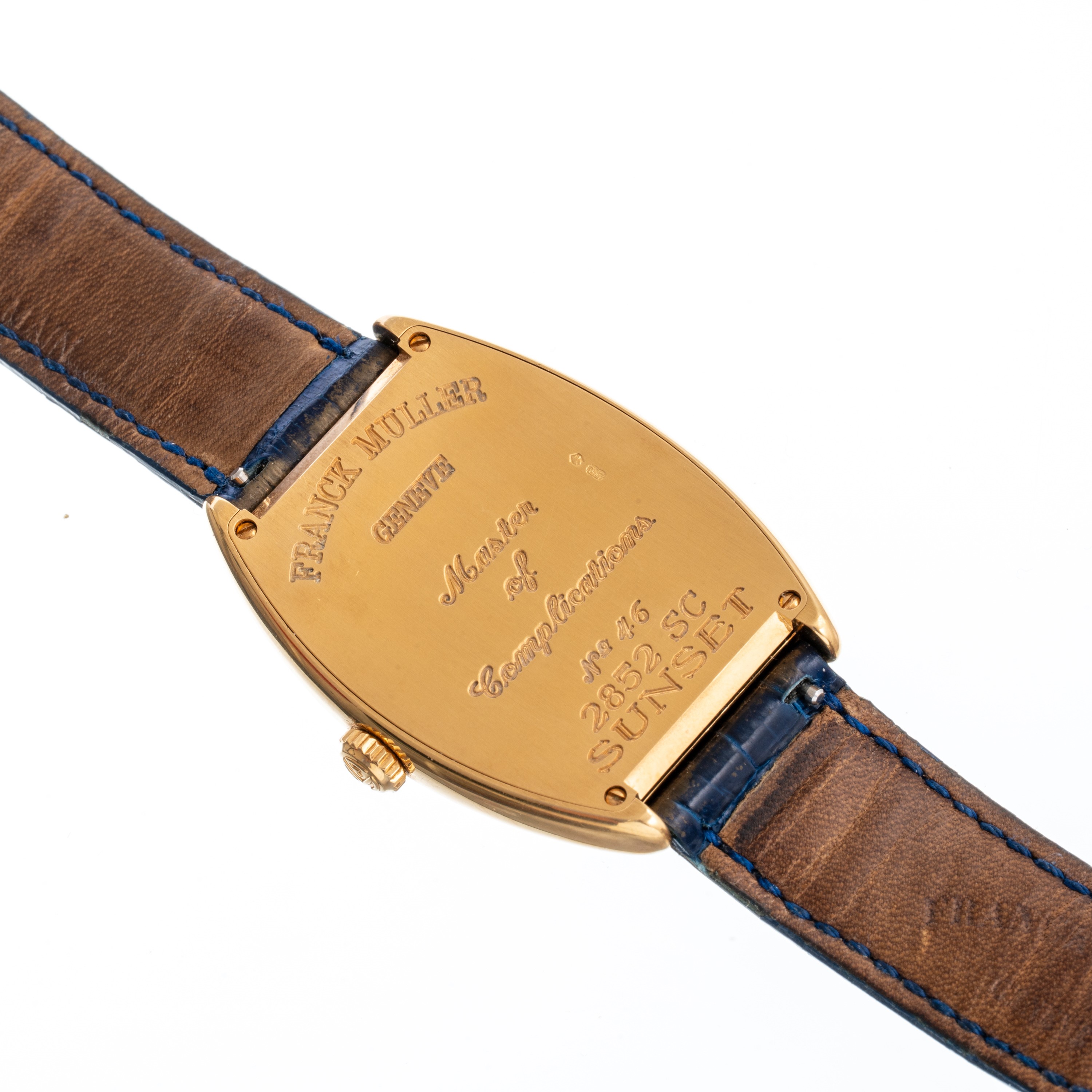 FRANCK MULLER - SUNSETOROLOGIO SOLO TEMPO IN ORO GIALLO 18KT CON QUANDRANTE GUILLOCHE' LACCATO BL...